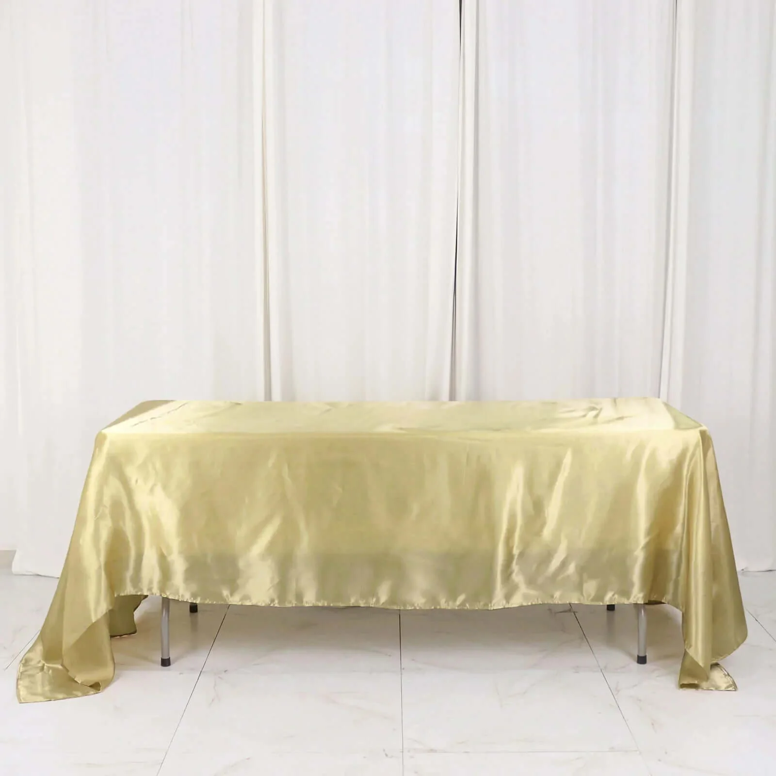 Satin Rectangular Tablecloth 60"x126" Champagne - Wrinkle-Resistant & Durable Table Cover