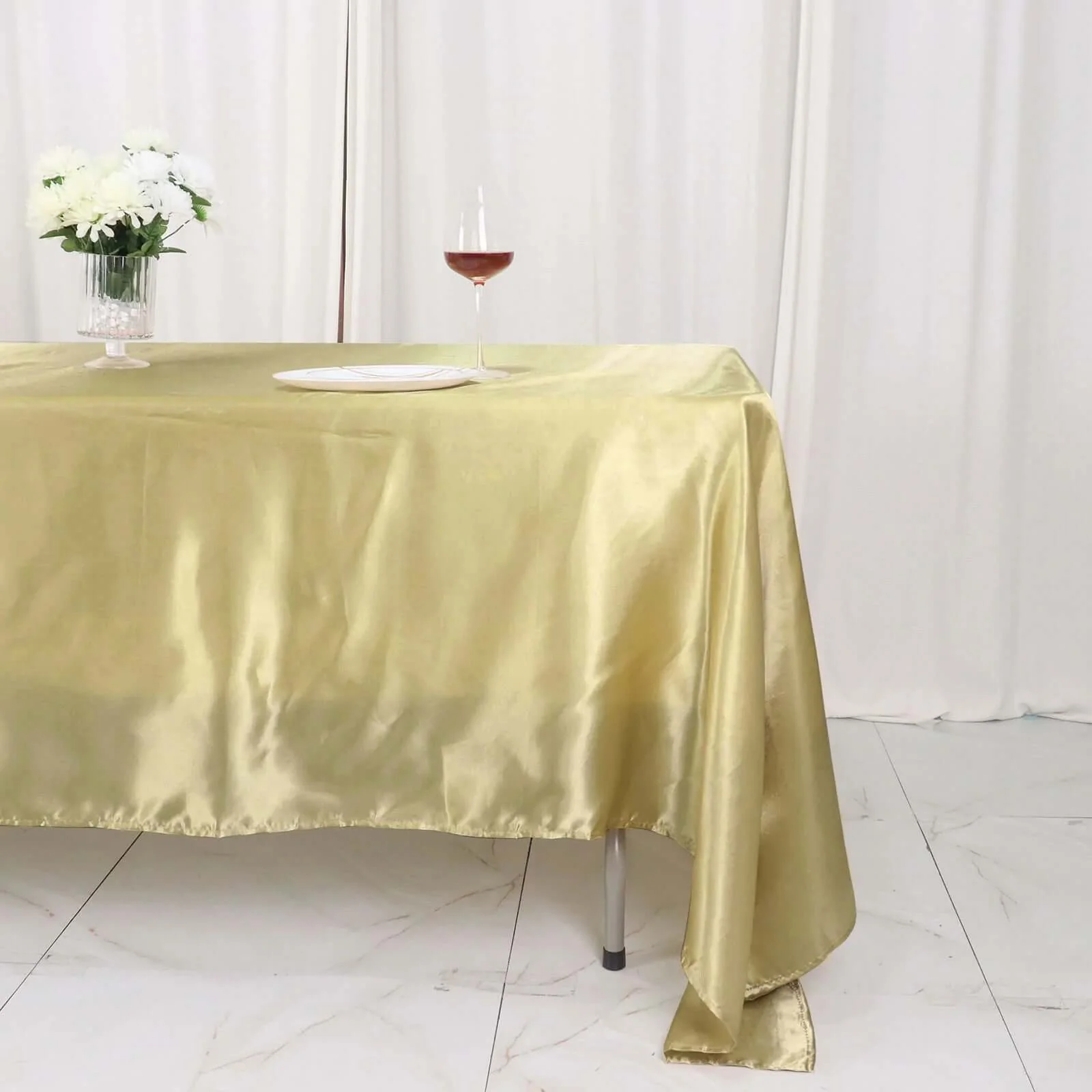 Satin Rectangular Tablecloth 60"x126" Champagne - Wrinkle-Resistant & Durable Table Cover - Image 7