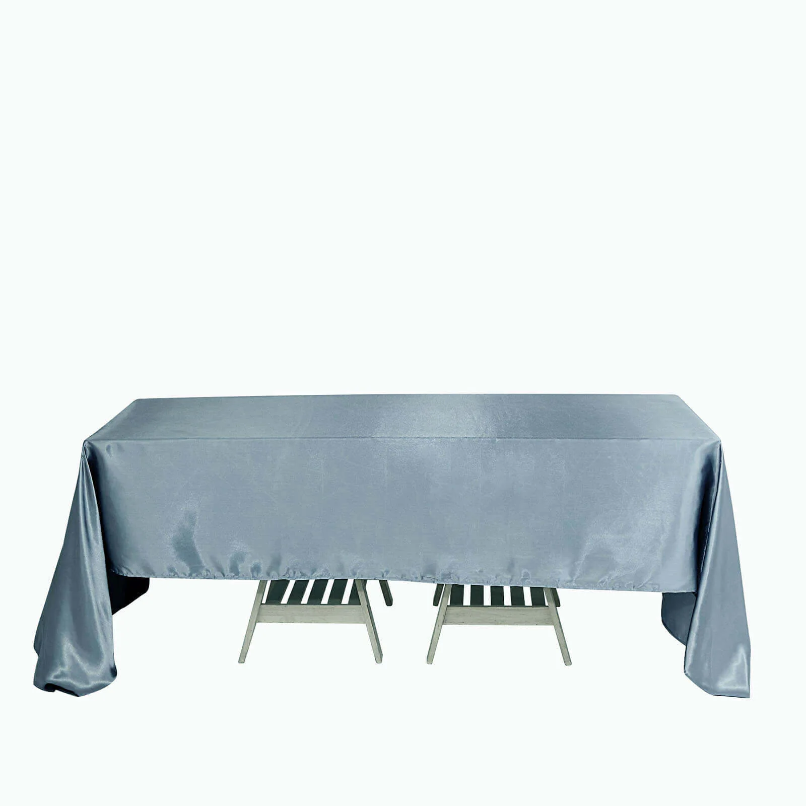 Satin Rectangular Tablecloth 60"x126" Dusty Blue - Wrinkle-Resistant & Durable Table Cover - Image 4
