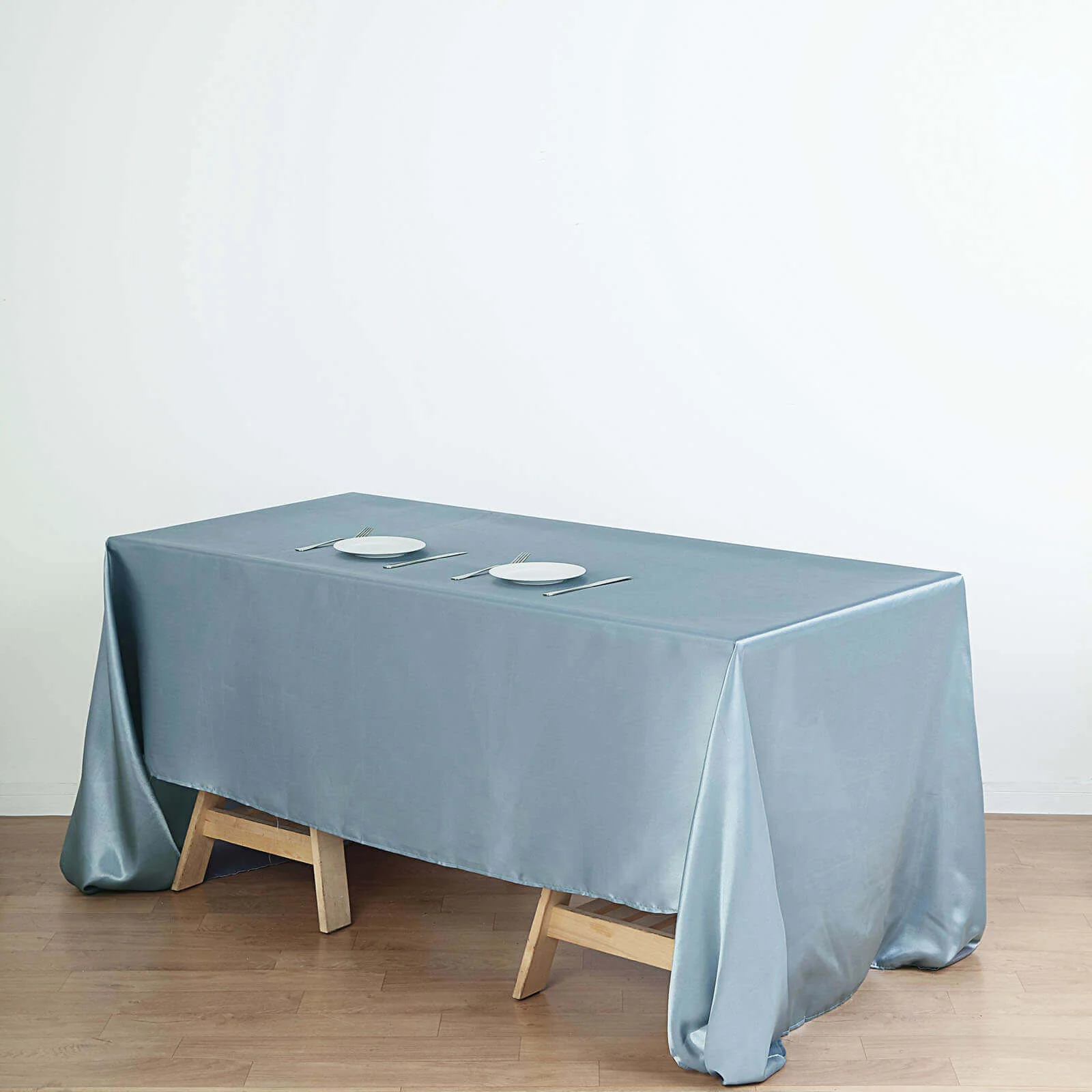 Satin Rectangular Tablecloth 60"x126" Dusty Blue - Wrinkle-Resistant & Durable Table Cover - Image 5