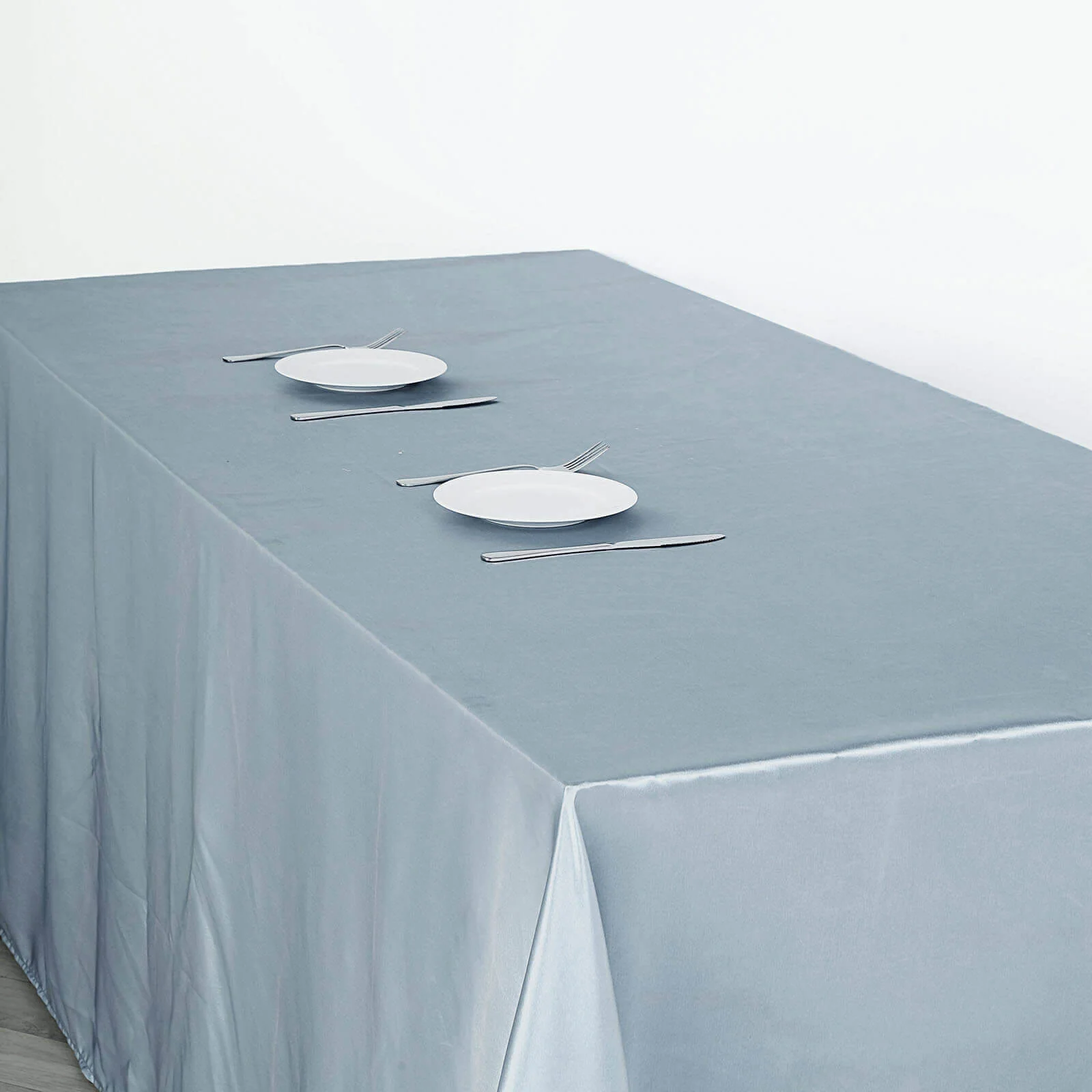 Satin Rectangular Tablecloth 60"x126" Dusty Blue - Wrinkle-Resistant & Durable Table Cover - Image 6