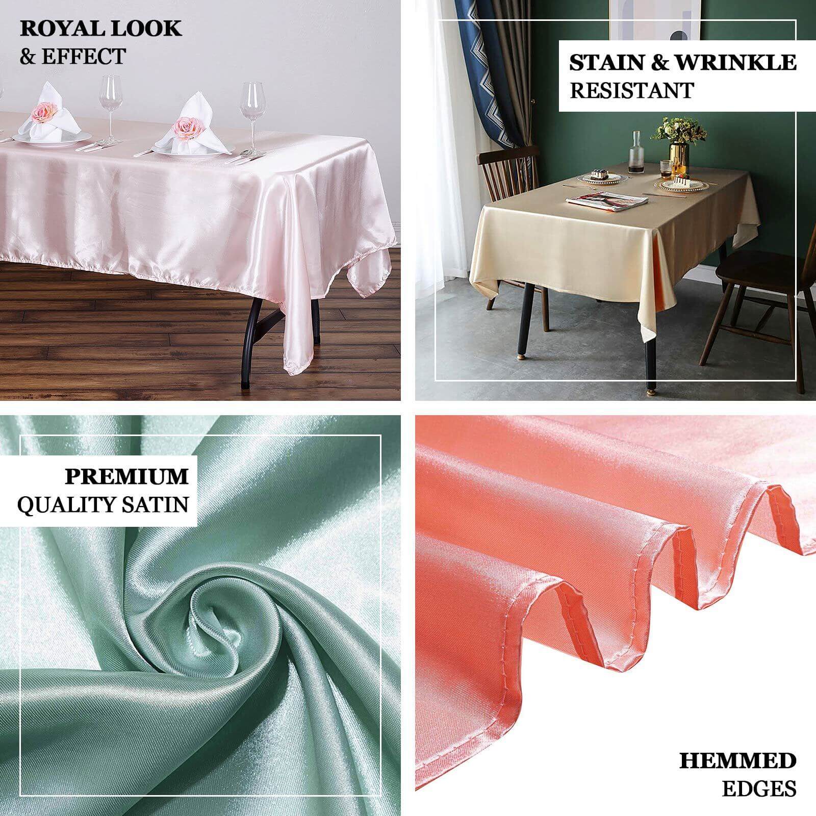 Satin Rectangular Tablecloth 60"x126" Dusty Blue - Wrinkle-Resistant & Durable Table Cover - Image 7