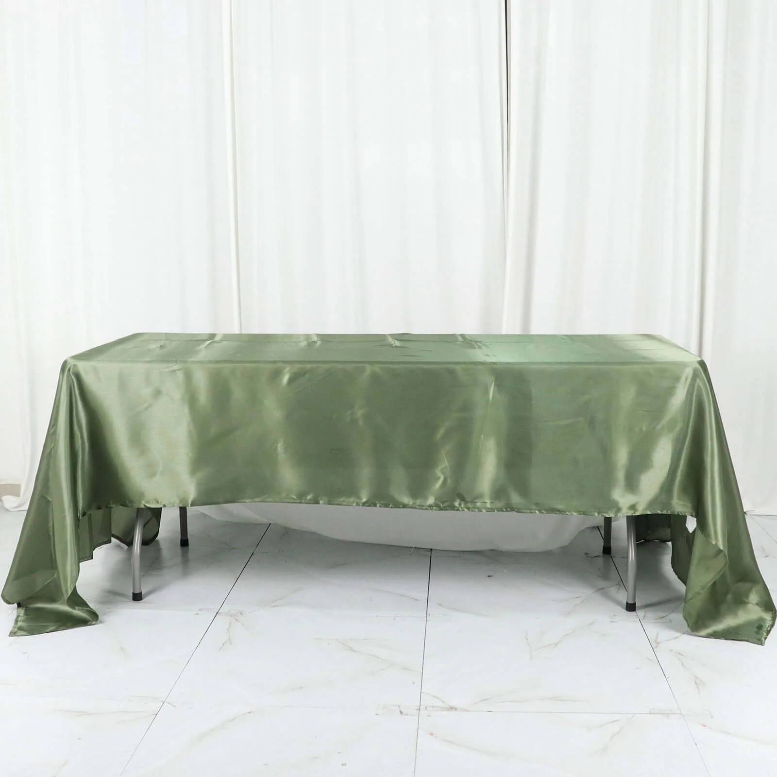 Satin Rectangular Tablecloth 60"x126" Dusty Sage Green - Wrinkle-Resistant & Durable Table Cover - Image 7
