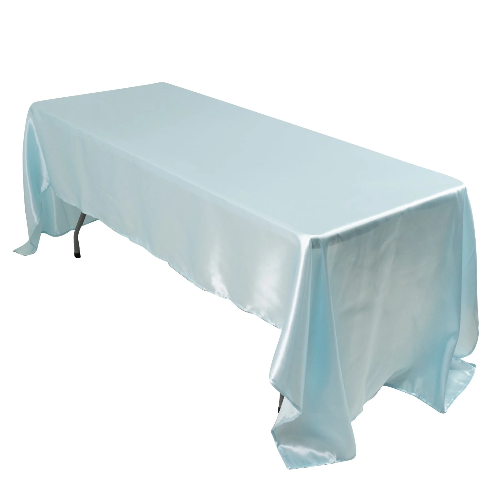 Satin Rectangular Tablecloth 60"x126" Light Blue - Wrinkle-Resistant & Durable Table Cover - Image 2