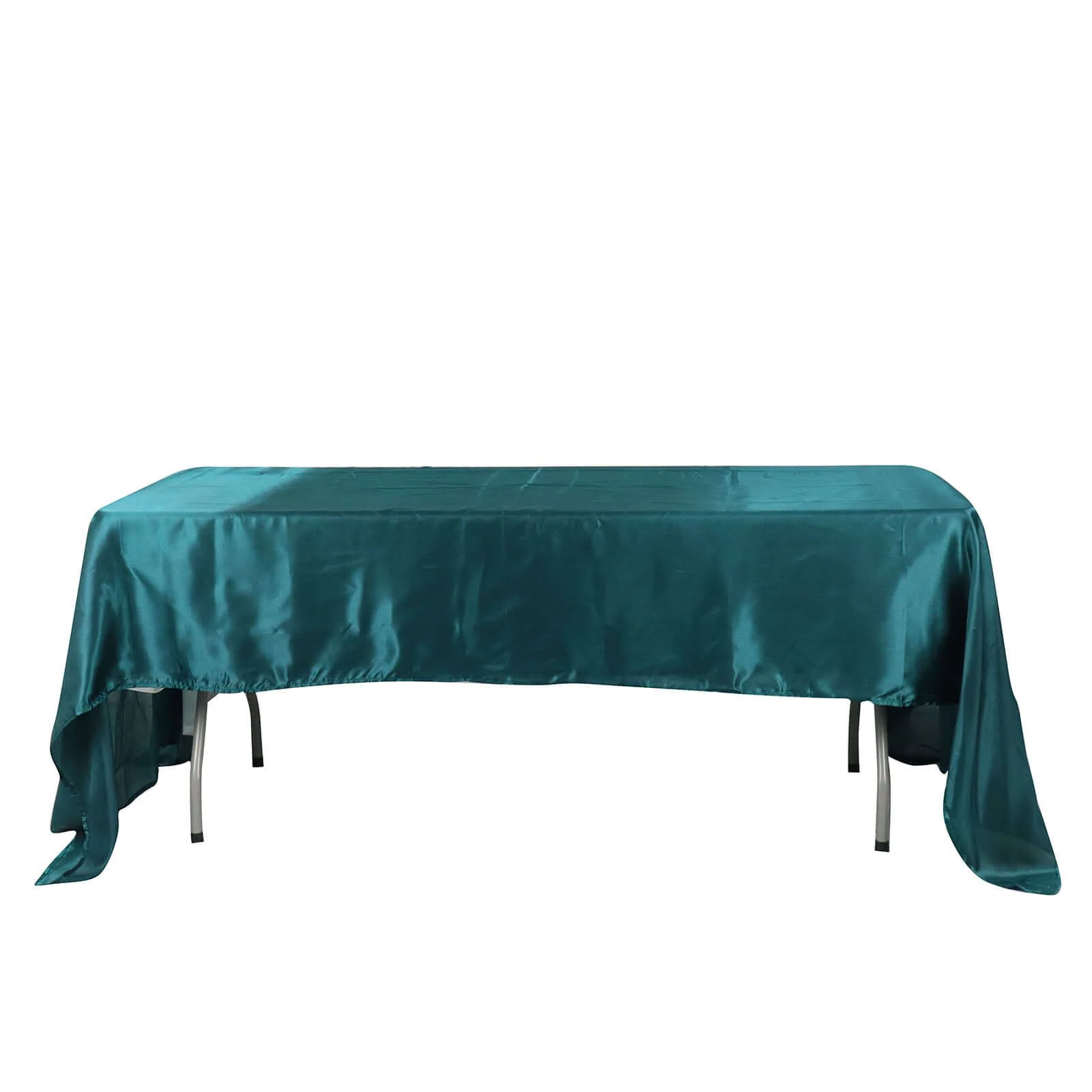 Satin Rectangular Tablecloth 60"x126" Peacock Teal - Wrinkle-Resistant & Durable Table Cover - Image 6