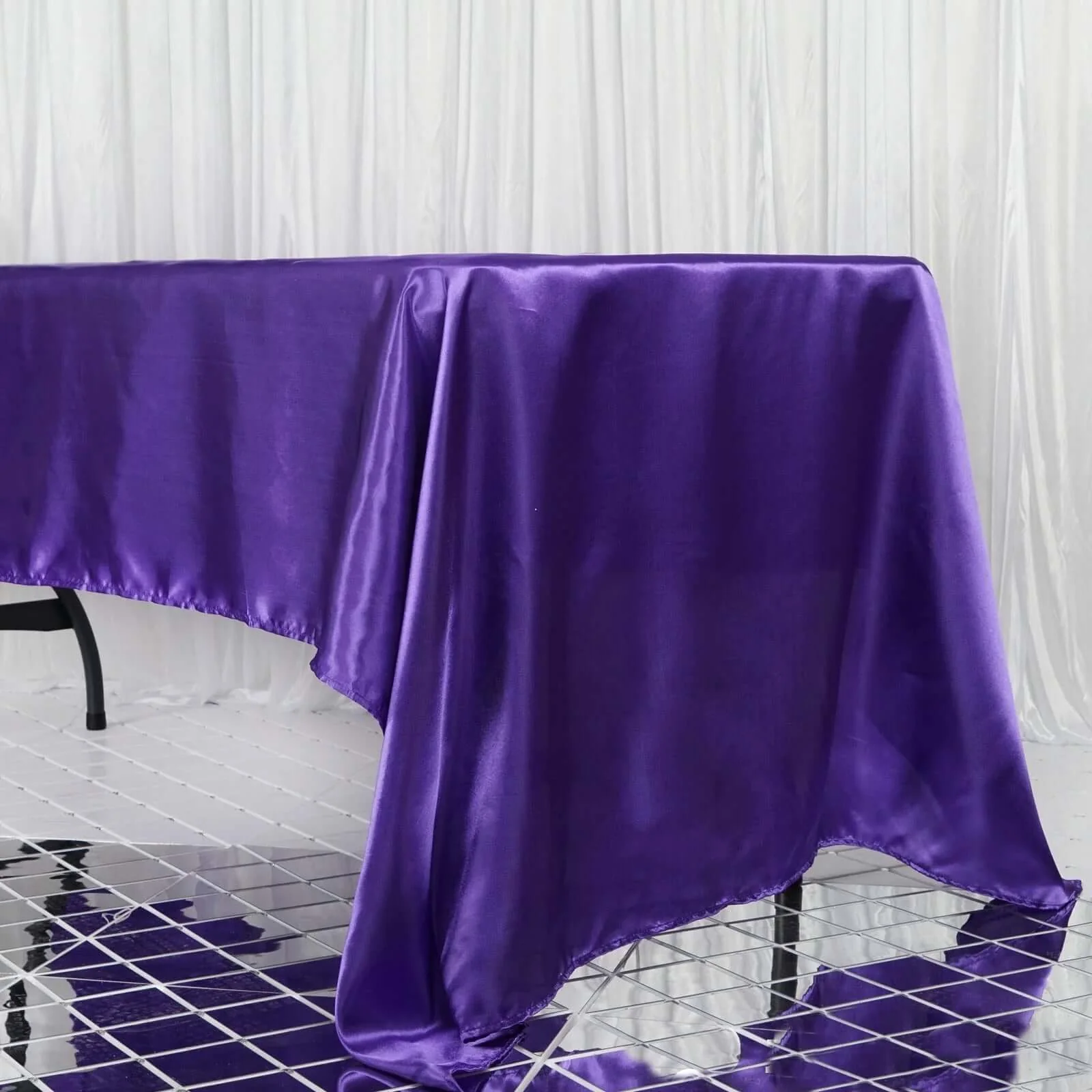 Satin Rectangular Tablecloth 60"x126" Purple - Wrinkle-Resistant & Durable Table Cover