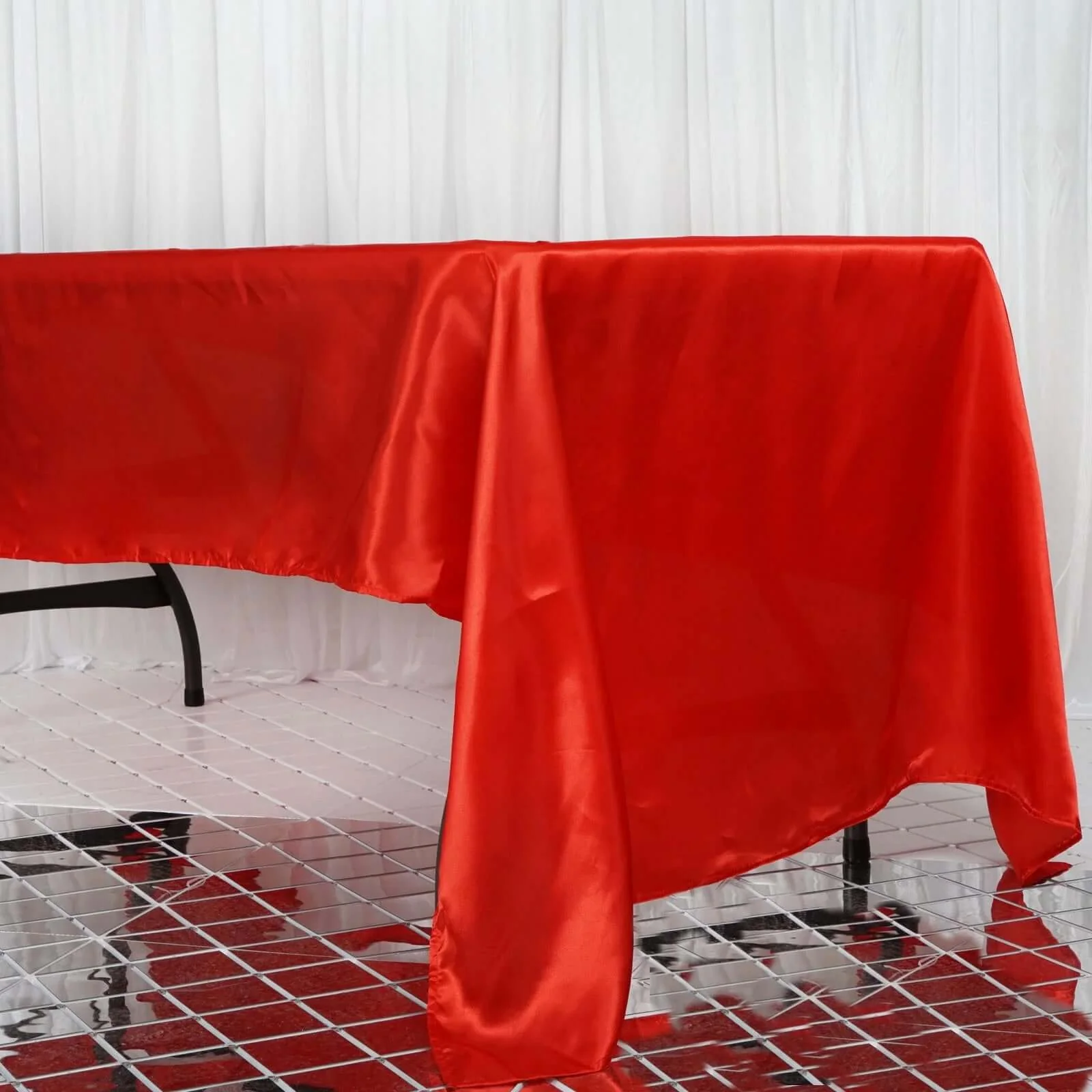 Satin Rectangular Tablecloth 60"x126" Red - Wrinkle-Resistant & Durable Table Cover
