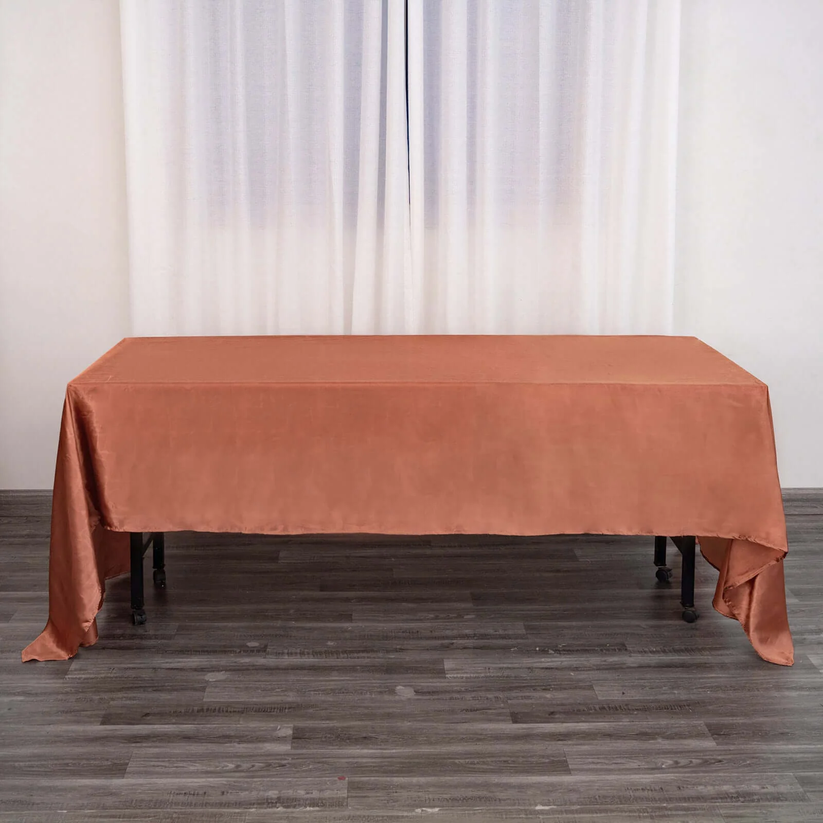 Satin Rectangular Tablecloth 60"x126" Terracotta (Rust) - Wrinkle-Resistant & Durable Table Cover