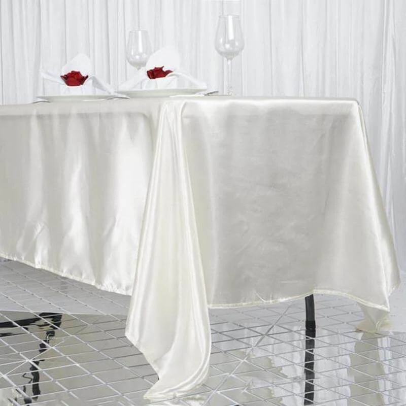 Satin Rectangular Tablecloth 72"x120" Ivory - Silky Smooth Table Covers - Image 2