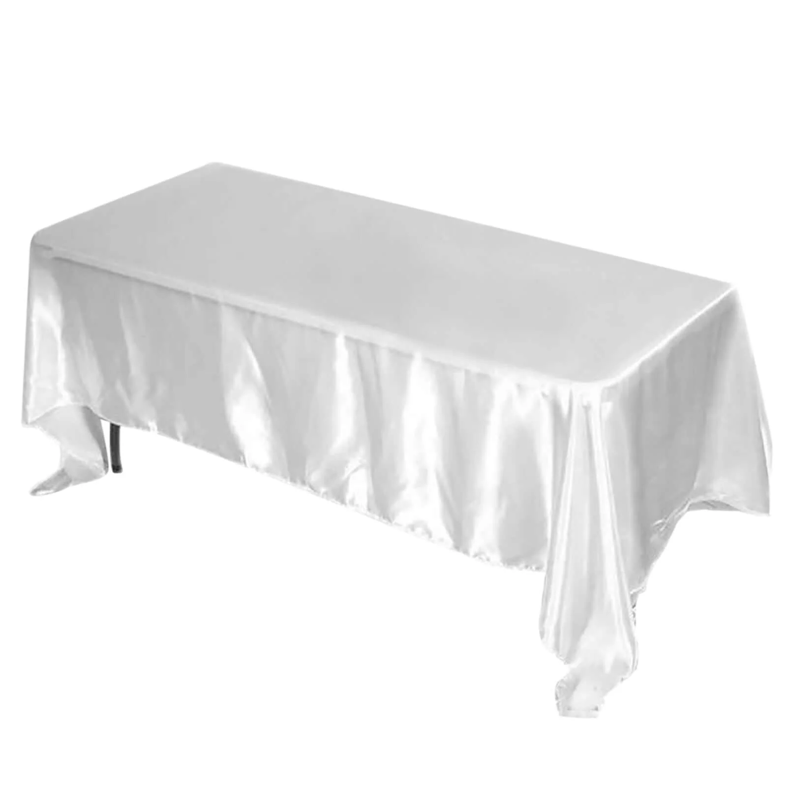 Satin Rectangular Tablecloth 72"x120" White - Graceful Silky Smooth Table Covers for Weddings & Events - Image 5