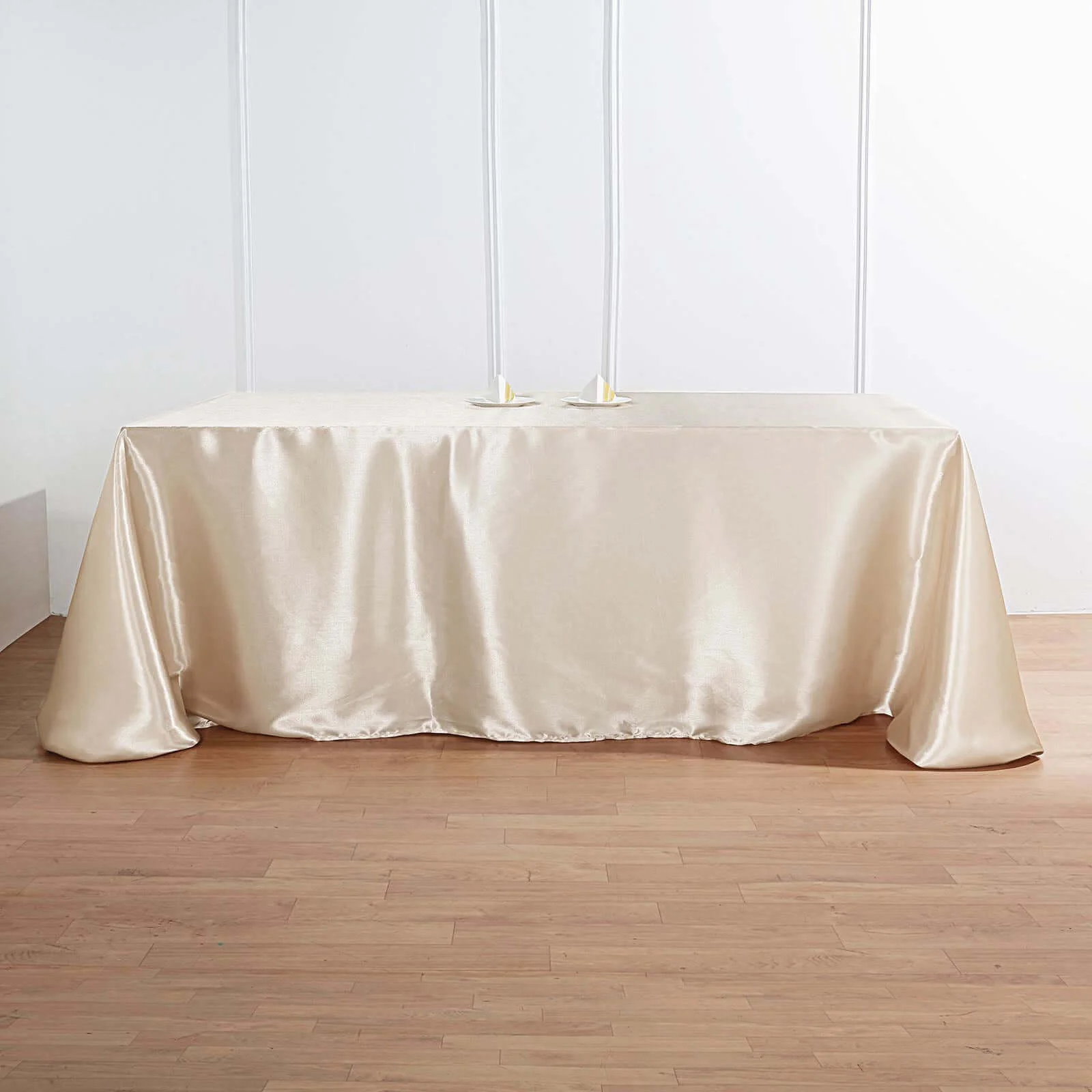 Satin Rectangular Tablecloth 90"x132" Beige - Seamless Table Cover - Image 7