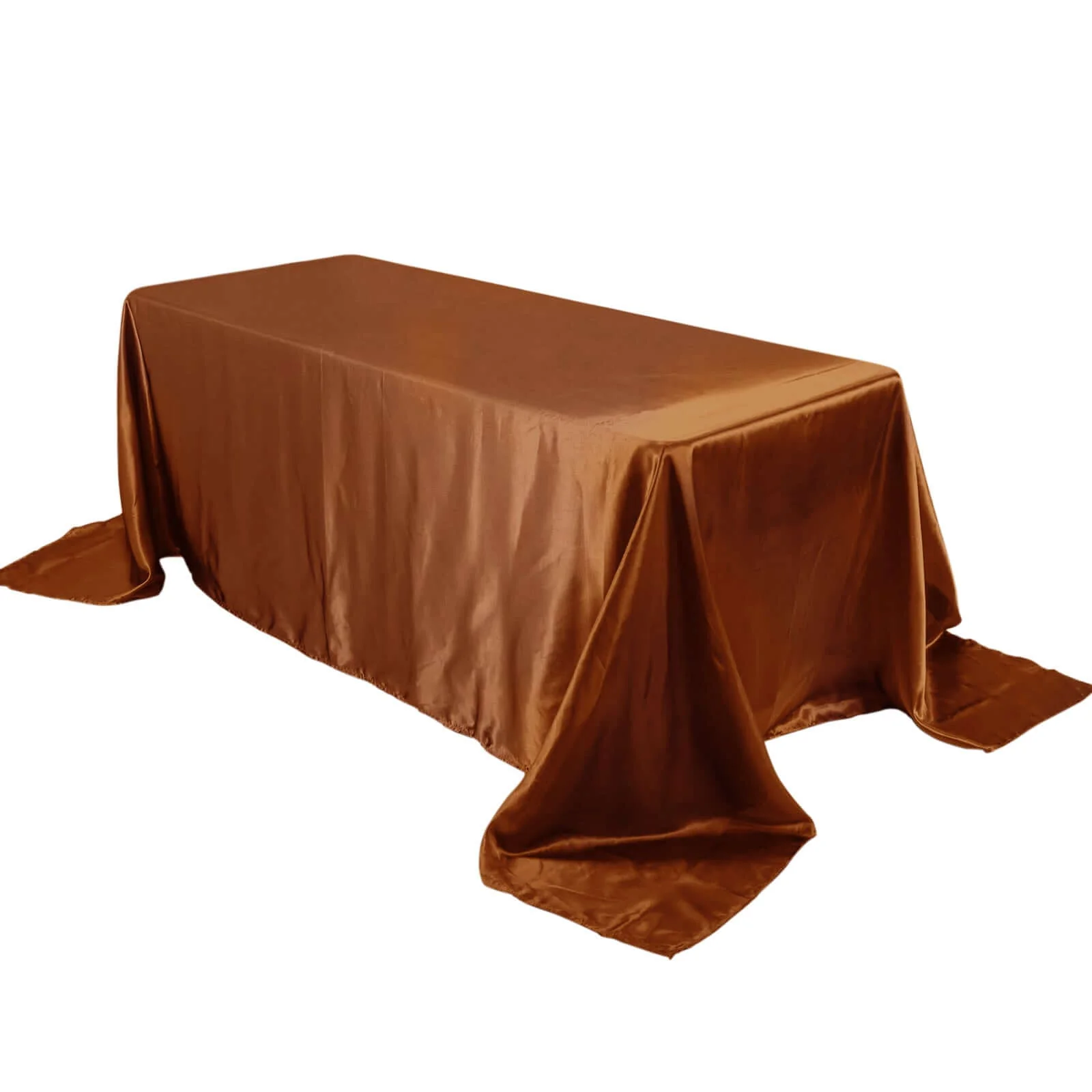 Satin Rectangular Tablecloth 90"x132" Cinnamon Brown - Seamless Table Cover - Image 7