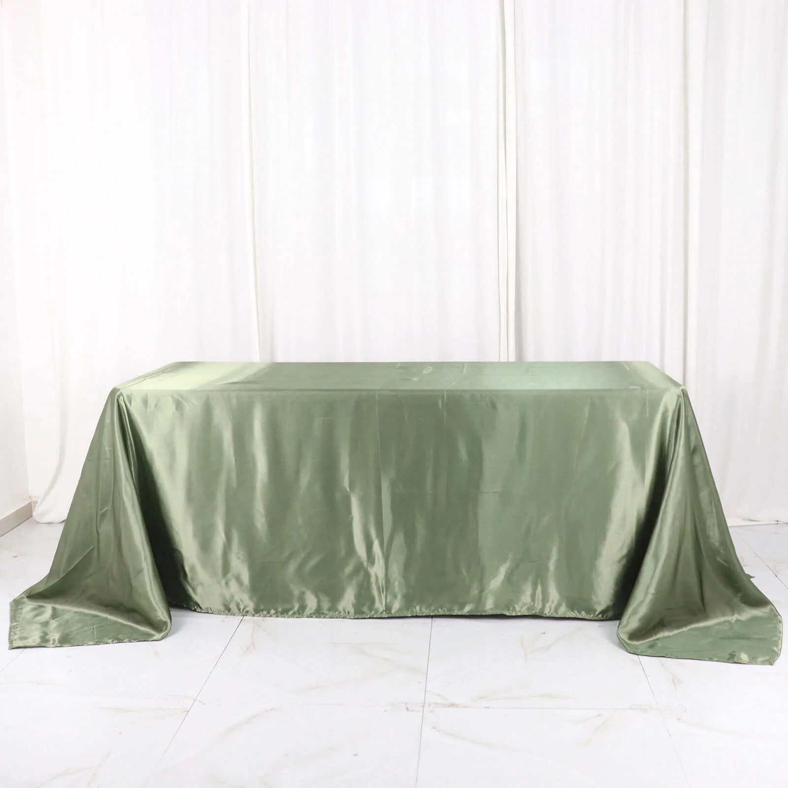 Satin Rectangular Tablecloth 90"x132" Dusty Sage Green - Seamless Table Cover - Image 7