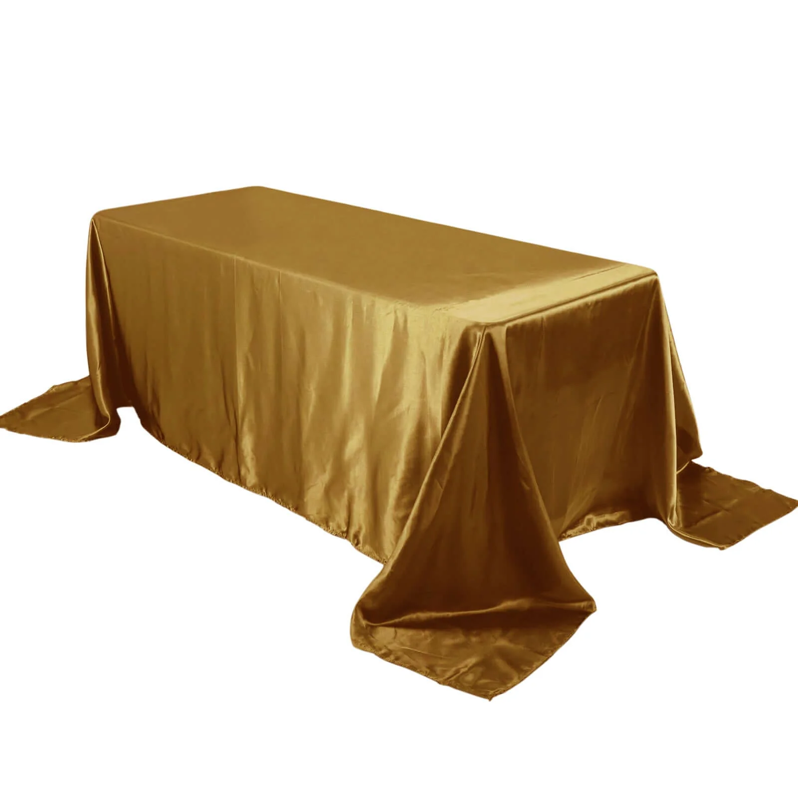 Satin Rectangular Tablecloth 90"x132" Gold - Seamless Classy Table Cover for Weddings & Events - Image 5