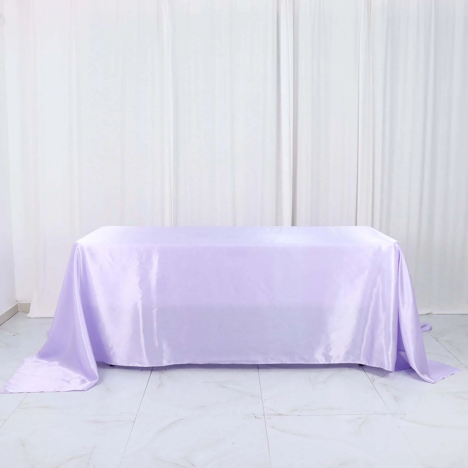 Satin Rectangular Tablecloth 90"x132" Lavender Lilac - Seamless Table Cover - Image 3