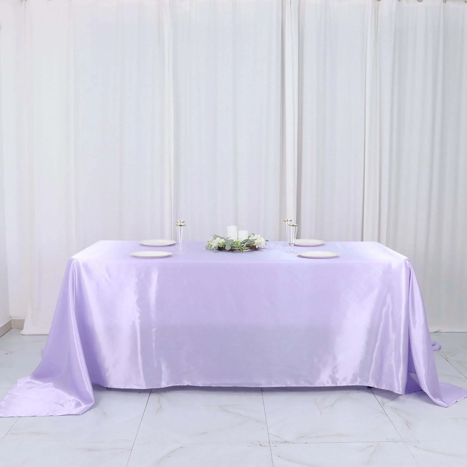 Satin Rectangular Tablecloth 90"x132" Lavender Lilac - Seamless Table Cover - Image 9