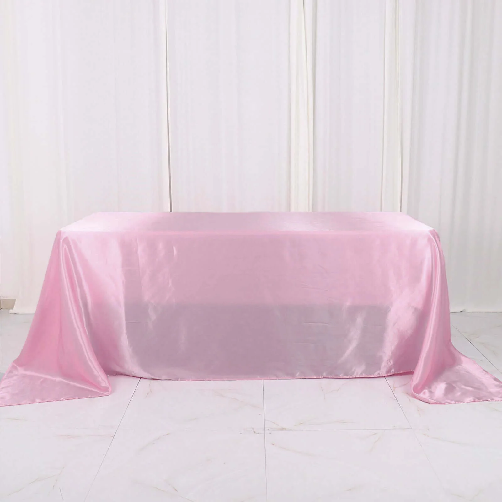 Satin Rectangular Tablecloth 90"x132" Pink - Seamless Table Cover - Image 3