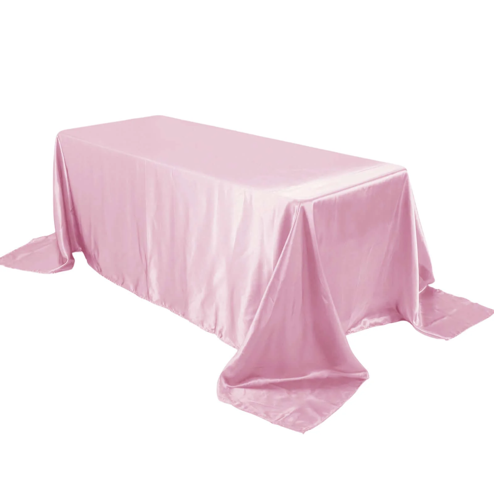 Satin Rectangular Tablecloth 90"x132" Pink - Seamless Table Cover - Image 7
