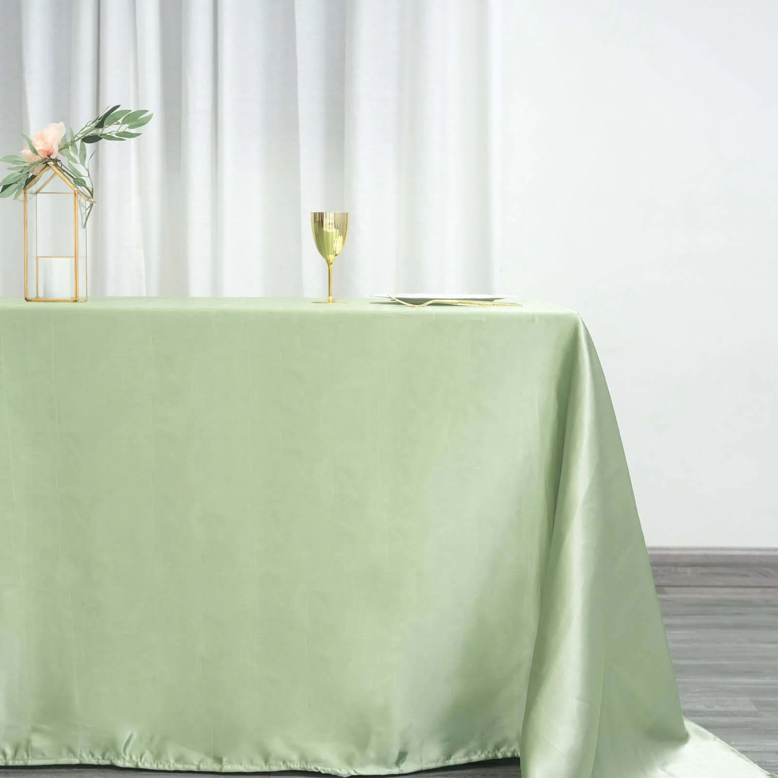Satin Rectangular Tablecloth 90"x132" Sage Green - Seamless Table Cover - Image 2