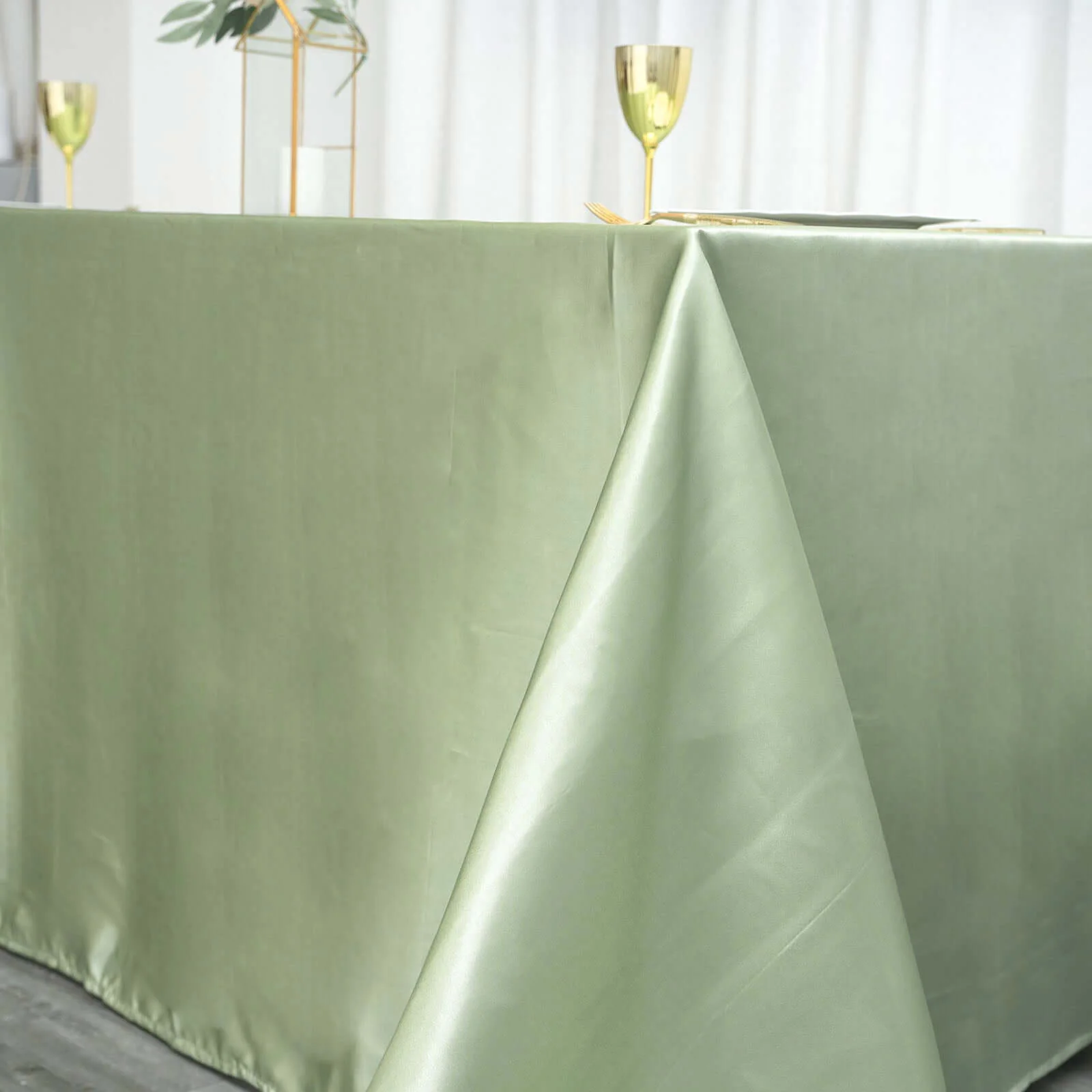 Satin Rectangular Tablecloth 90"x132" Sage Green - Seamless Table Cover - Image 7