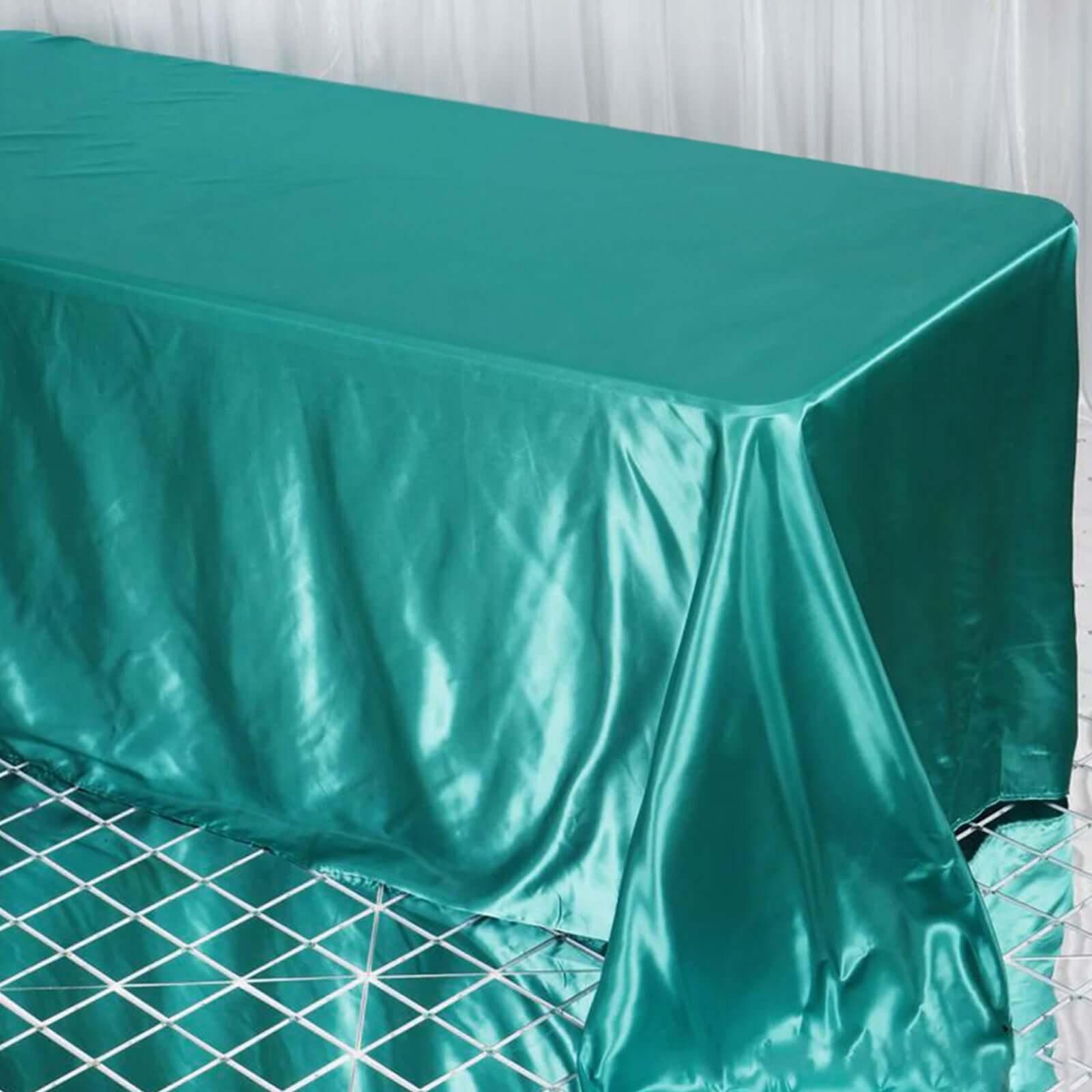 Satin Rectangular Tablecloth 90"x132" Turquoise - Seamless Table Cover