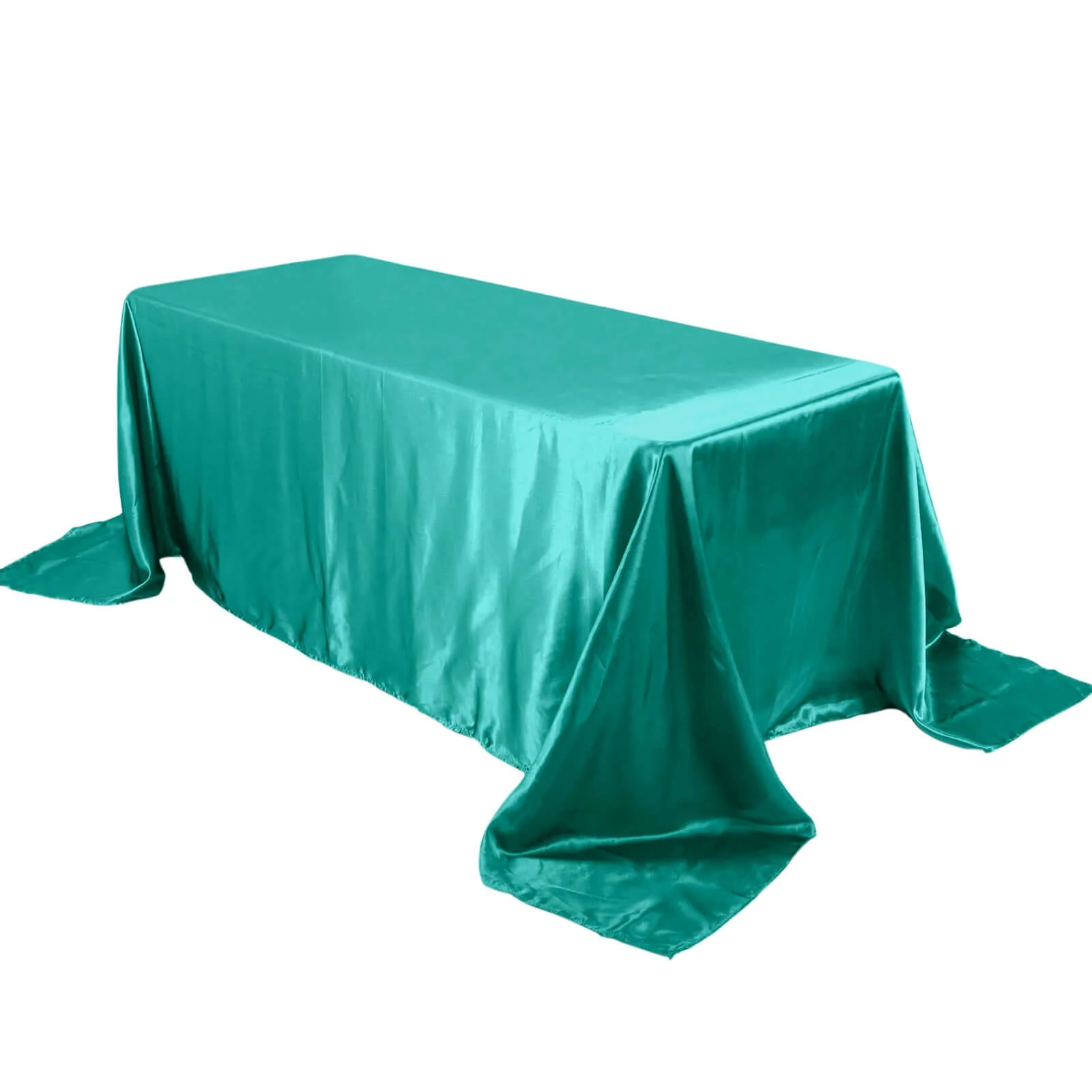 Satin Rectangular Tablecloth 90"x132" Turquoise - Seamless Table Cover - Image 6