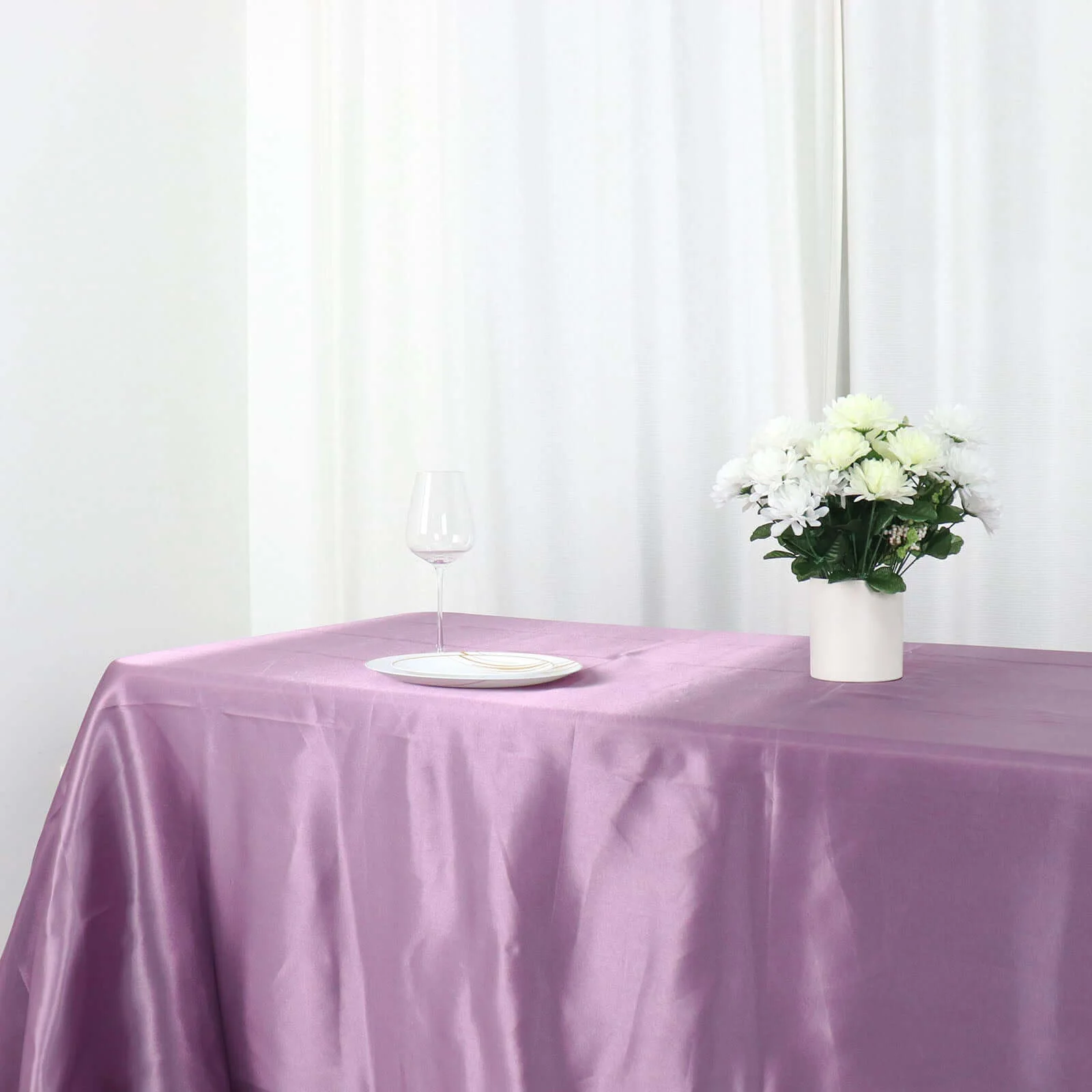 Satin Rectangular Tablecloth 90"x132" Violet Amethyst - Seamless Table Cover - Image 7