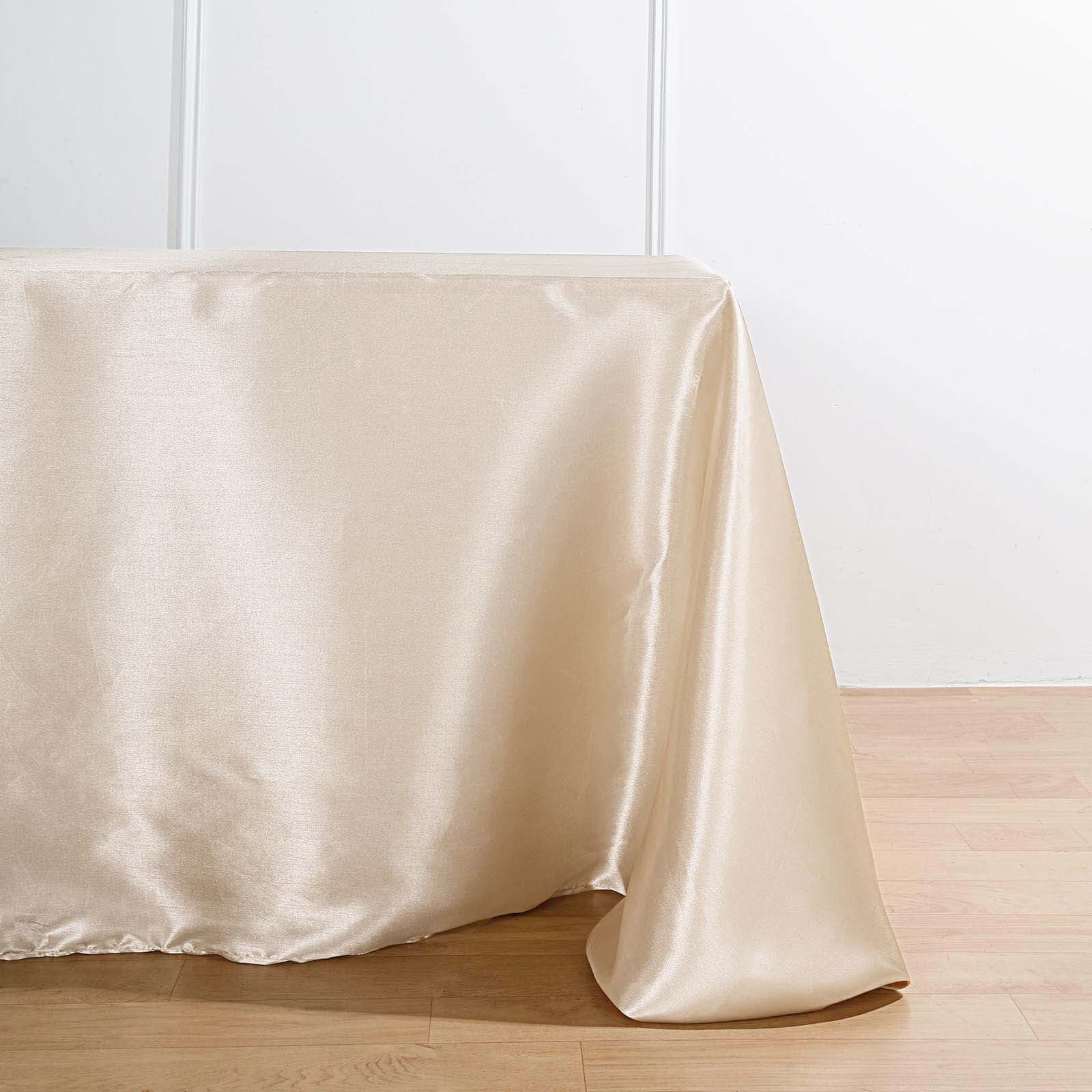 Satin Rectangular Tablecloth 90"x156" Beige - Seamless Table Cover - Image 5