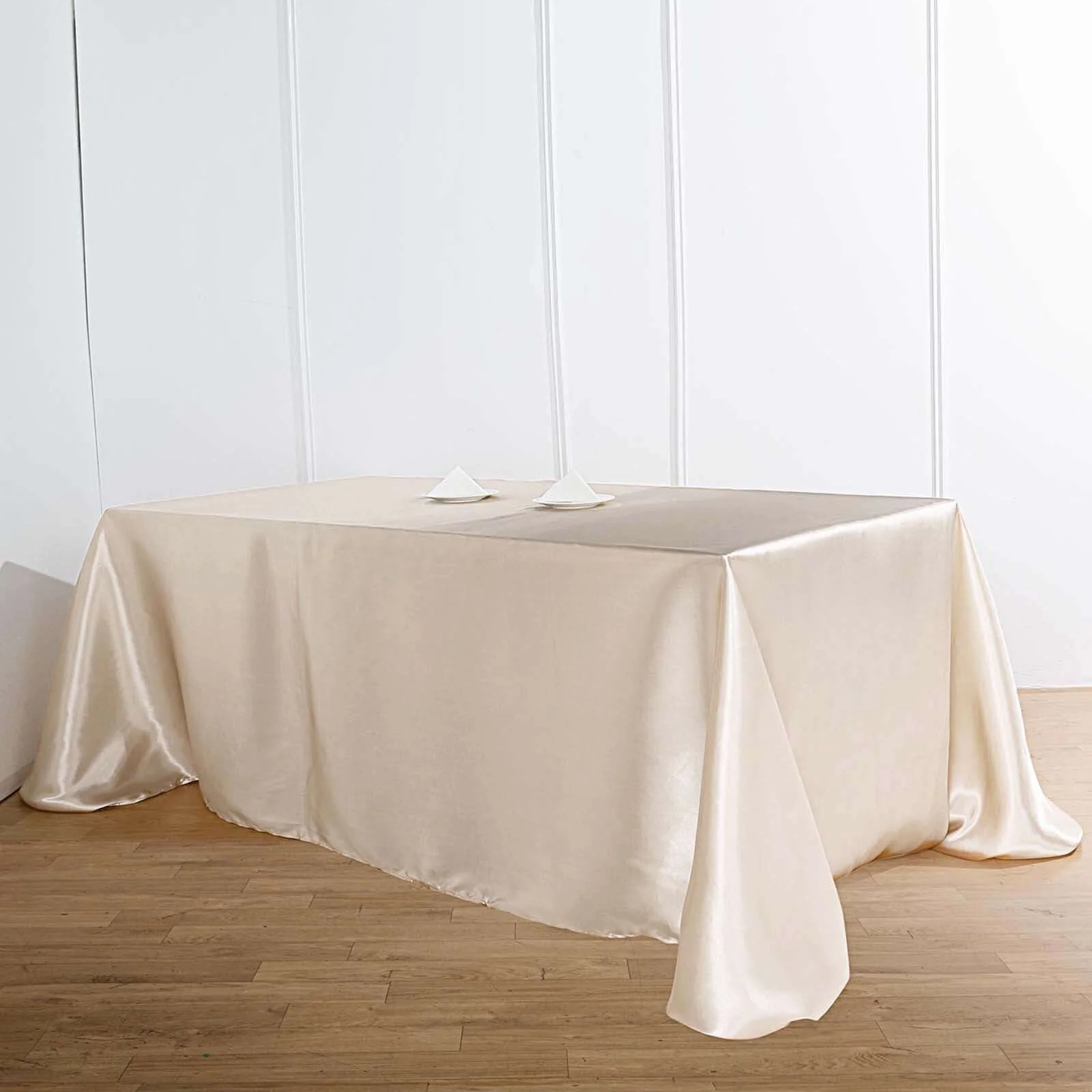 Satin Rectangular Tablecloth 90"x156" Beige - Seamless Table Cover - Image 7