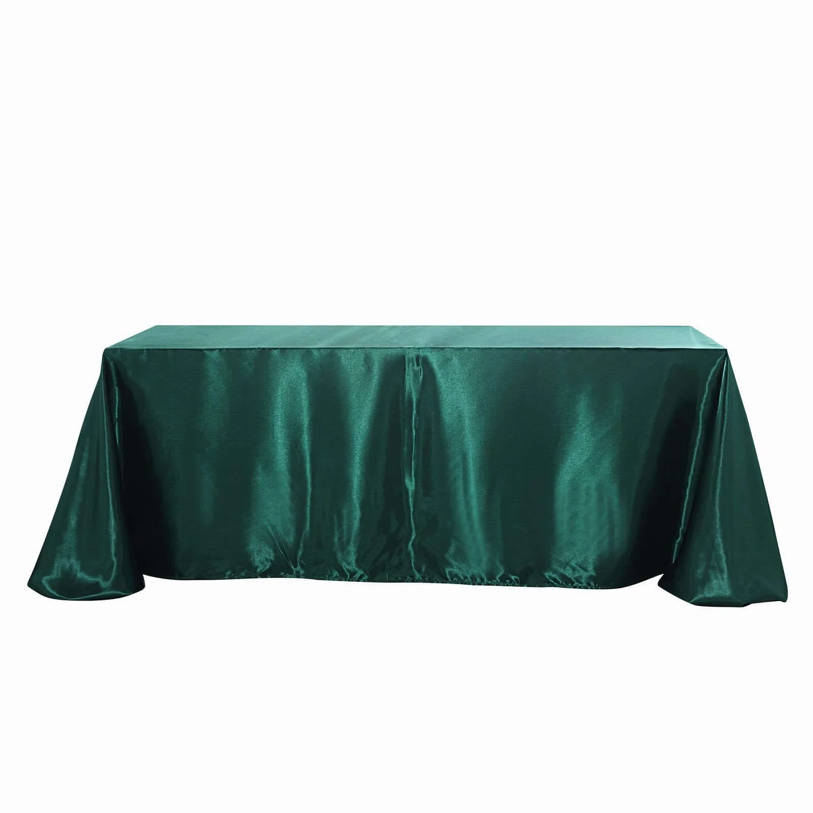 Satin Rectangular Tablecloth 90"x156" Hunter Emerald Green - Seamless Table Cover - Image 5