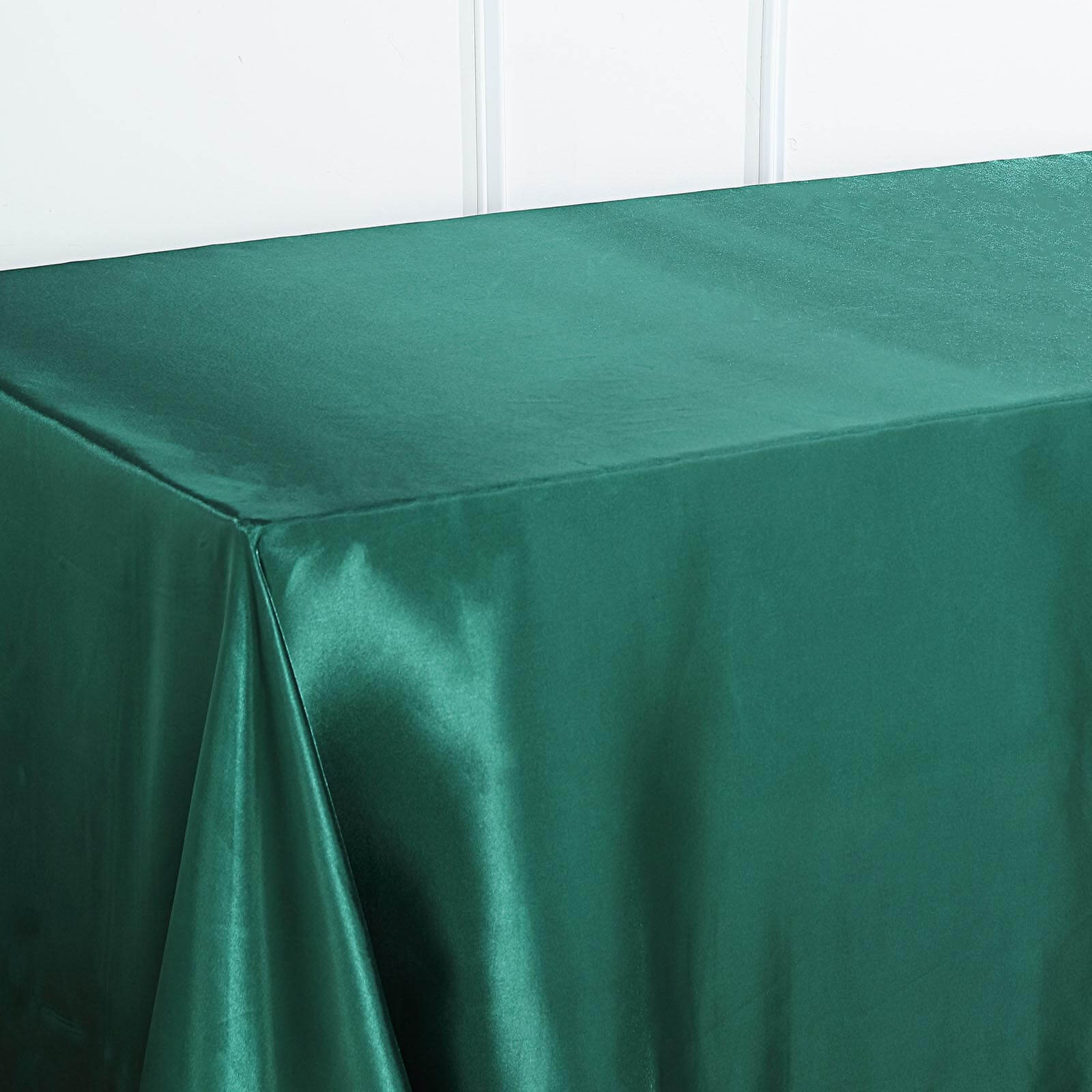 Satin Rectangular Tablecloth 90"x156" Hunter Emerald Green - Seamless Table Cover - Image 7