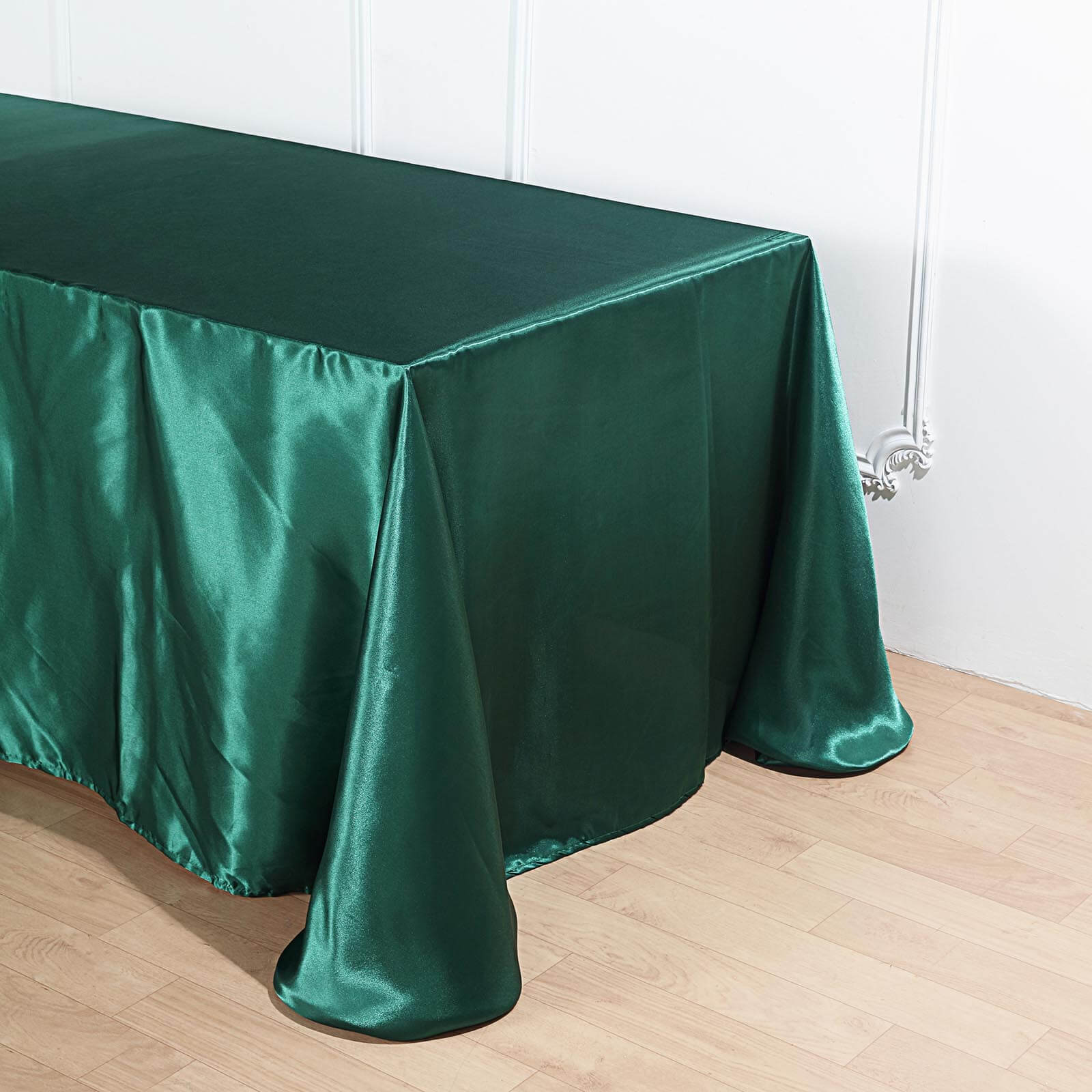Satin Rectangular Tablecloth 90"x156" Hunter Emerald Green - Seamless Table Cover - Image 8