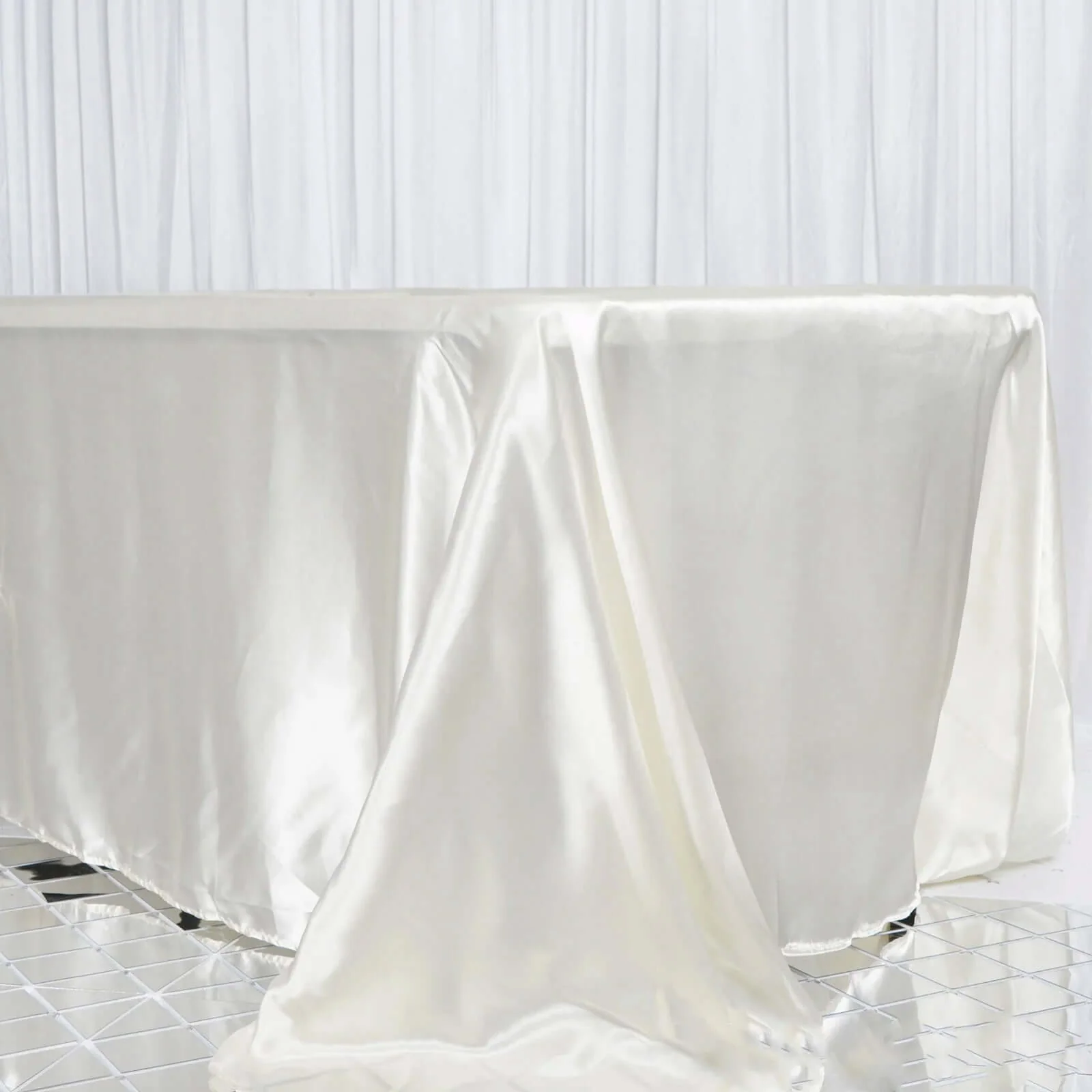 Satin Rectangular Tablecloth 90"x156" Ivory - Seamless Table Cover