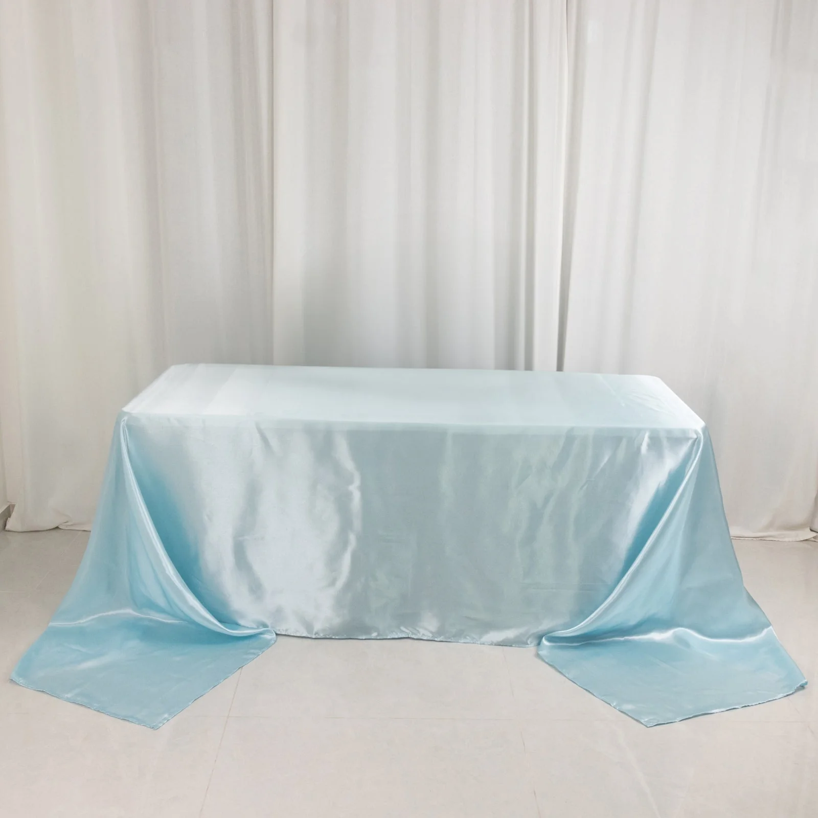 Satin Rectangular Tablecloth 90"x156" Light Blue - Seamless Table Cover
