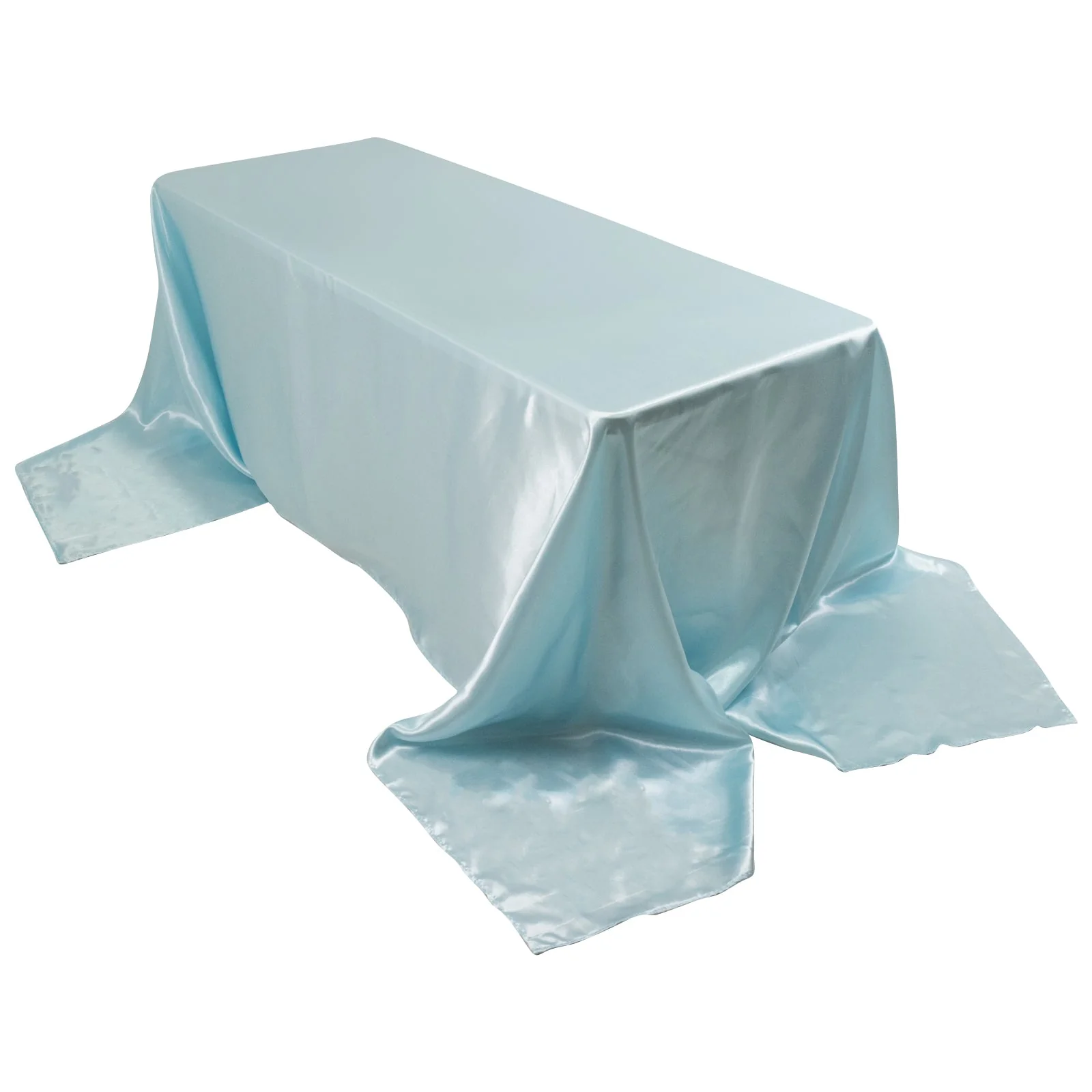 Satin Rectangular Tablecloth 90"x156" Light Blue - Seamless Table Cover - Image 2