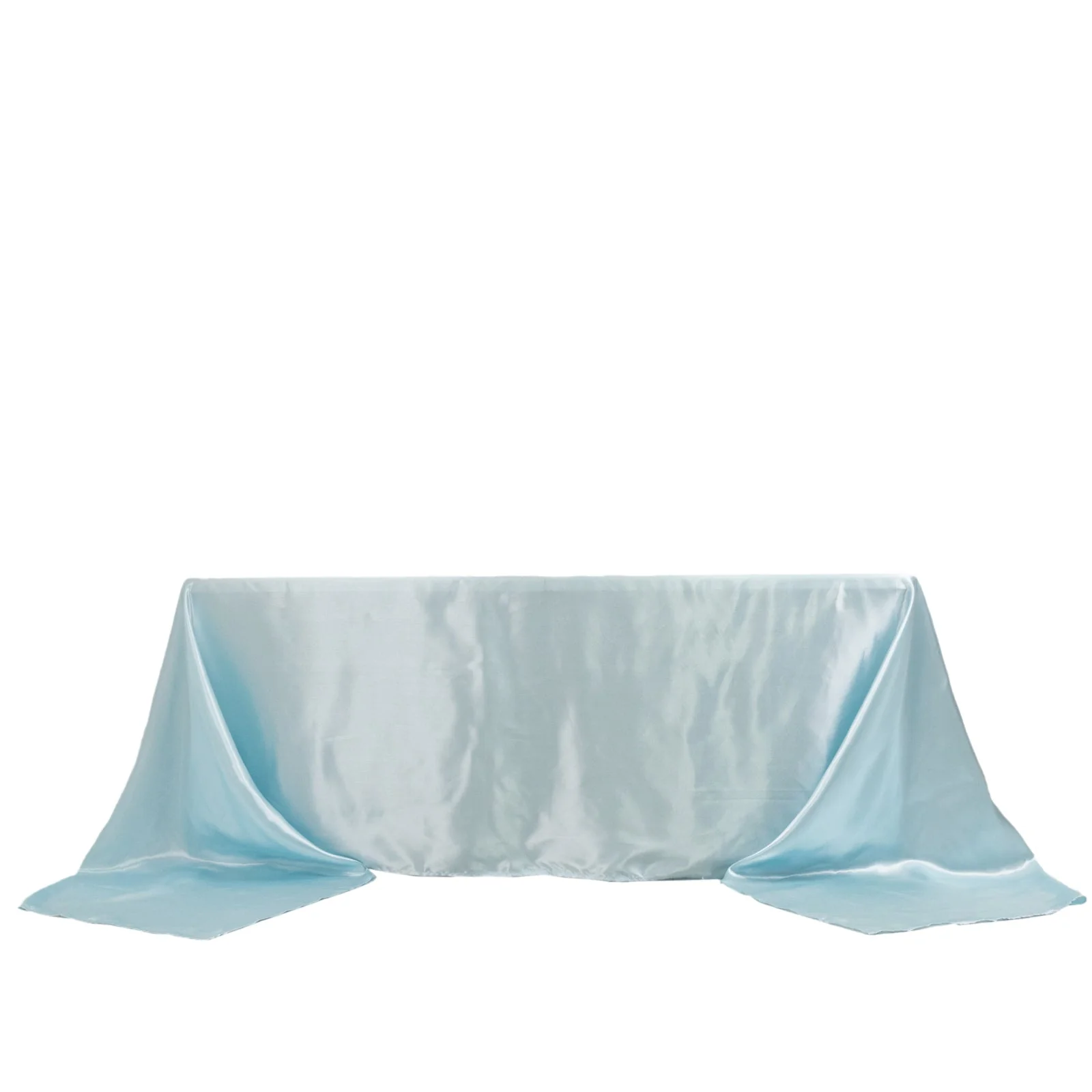 Satin Rectangular Tablecloth 90"x156" Light Blue - Seamless Table Cover - Image 4