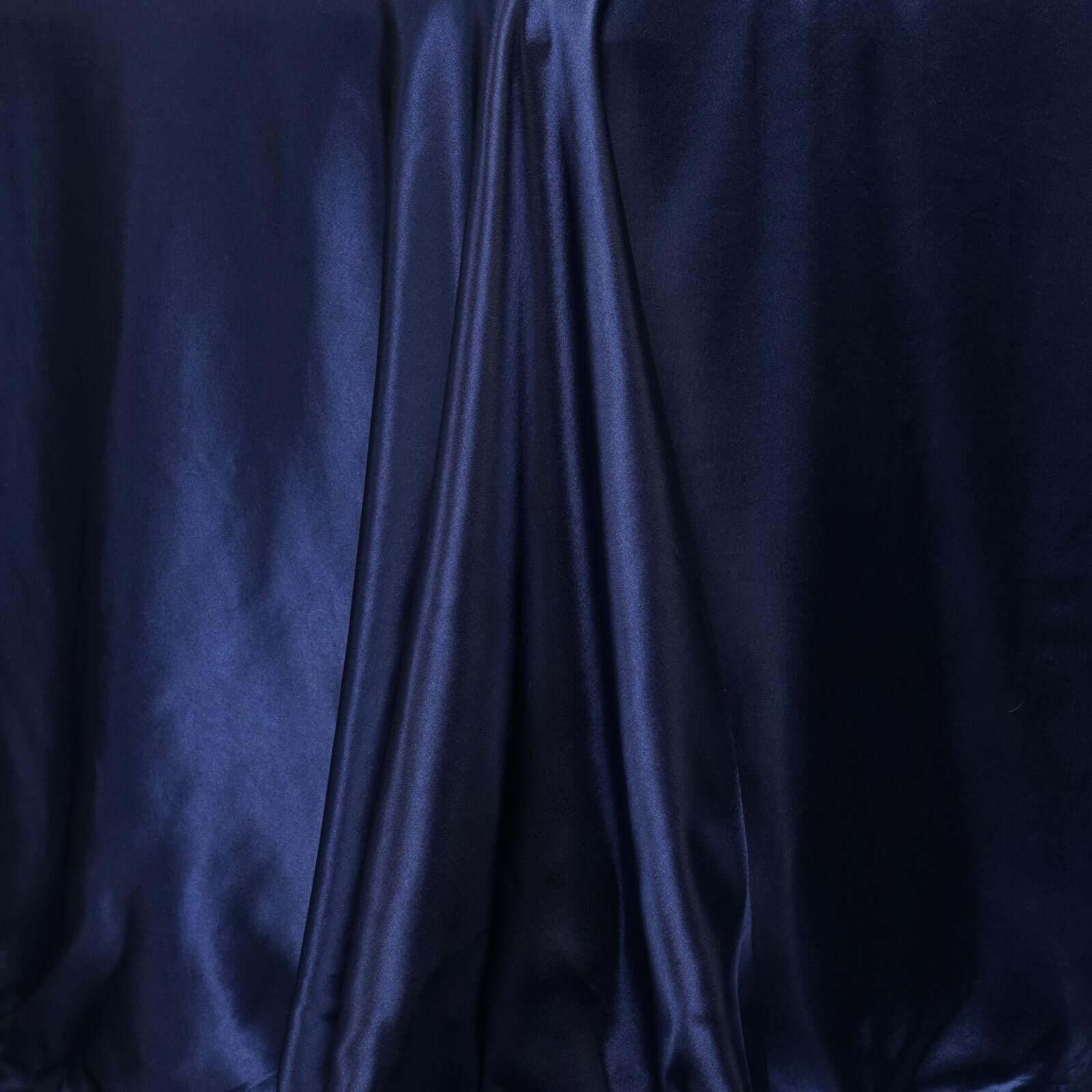 Satin Rectangular Tablecloth 90"x156" Navy Blue - Seamless Table Cover - Image 7