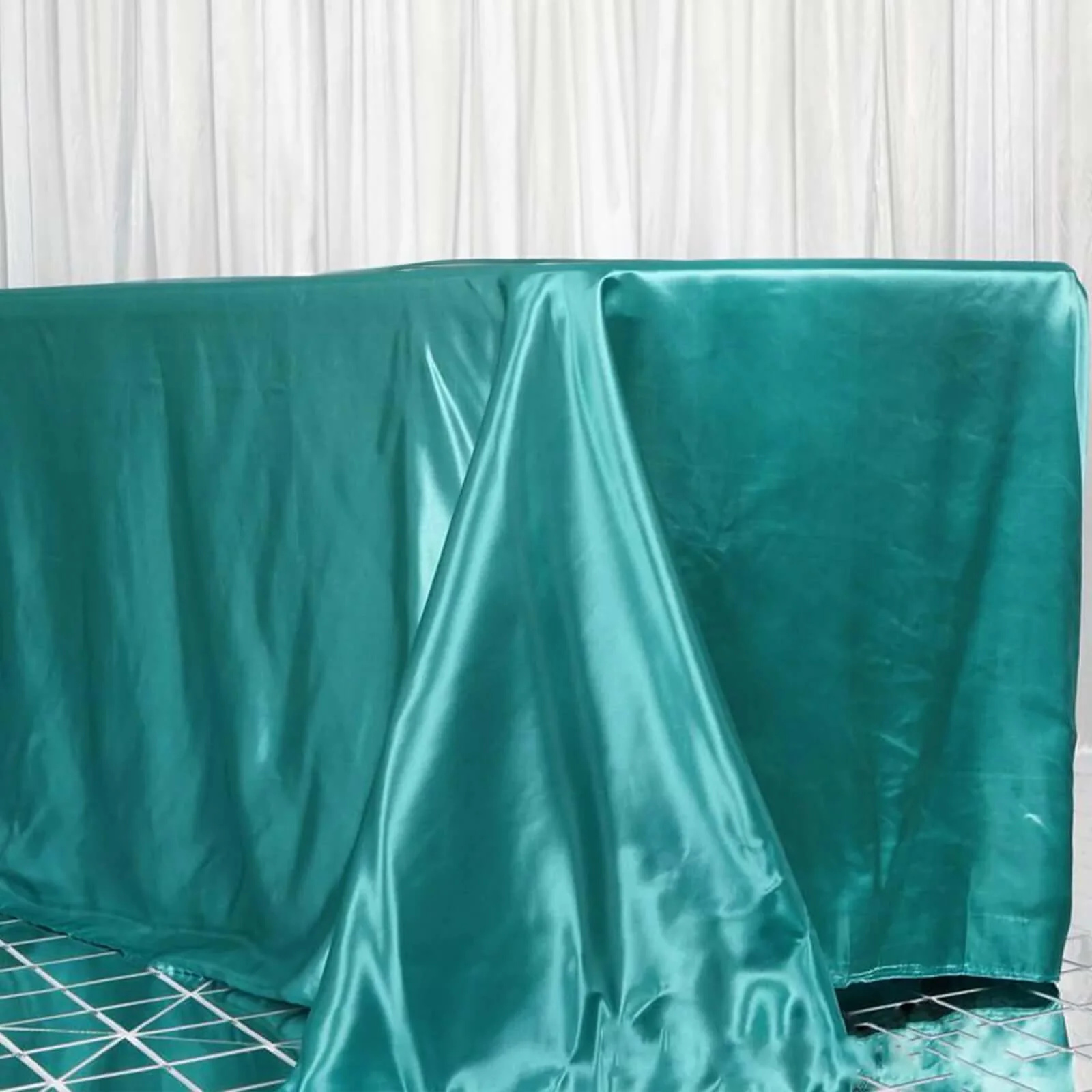 Satin Rectangular Tablecloth 90"x156" Turquoise - Seamless Table Cover