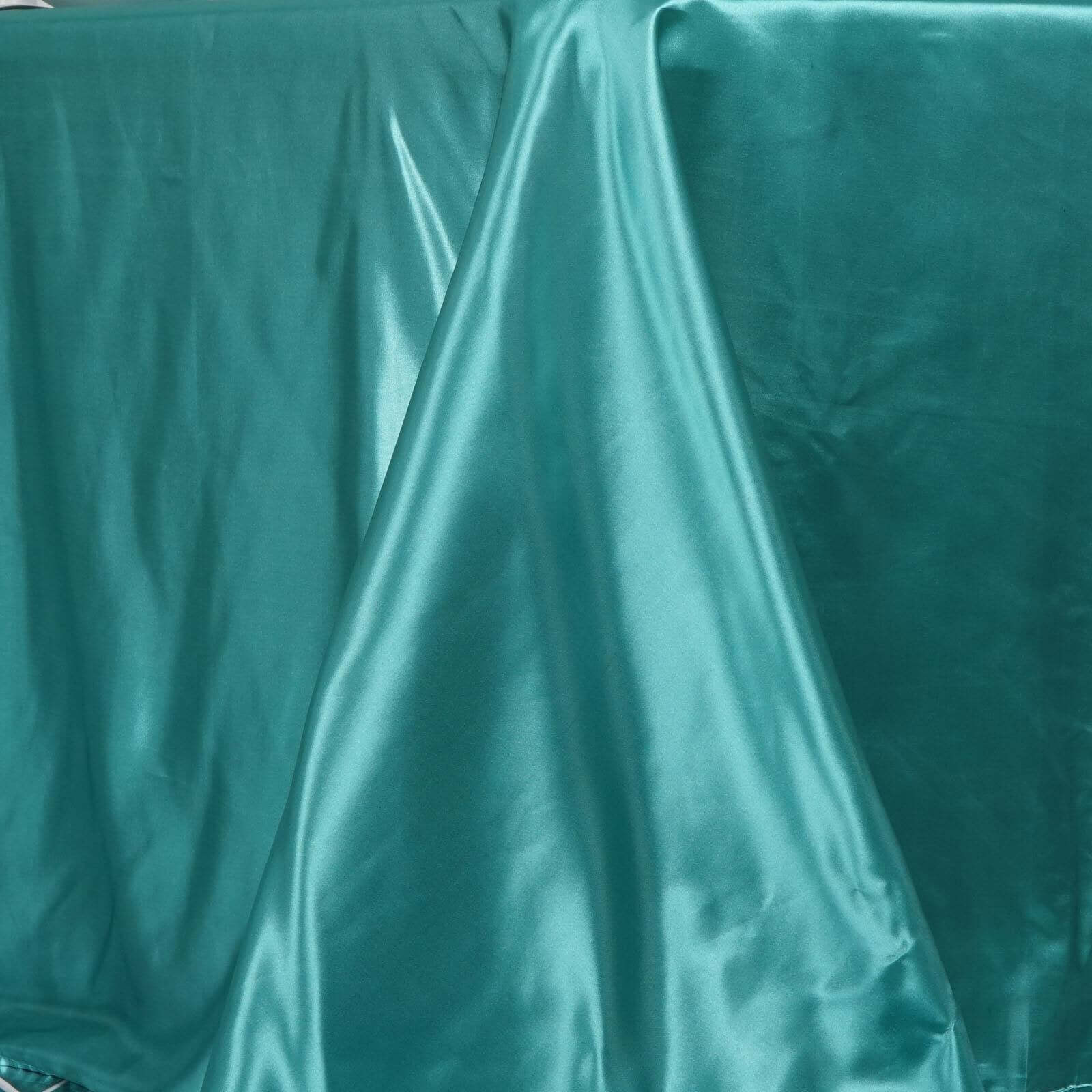 Satin Rectangular Tablecloth 90"x156" Turquoise - Seamless Table Cover - Image 5