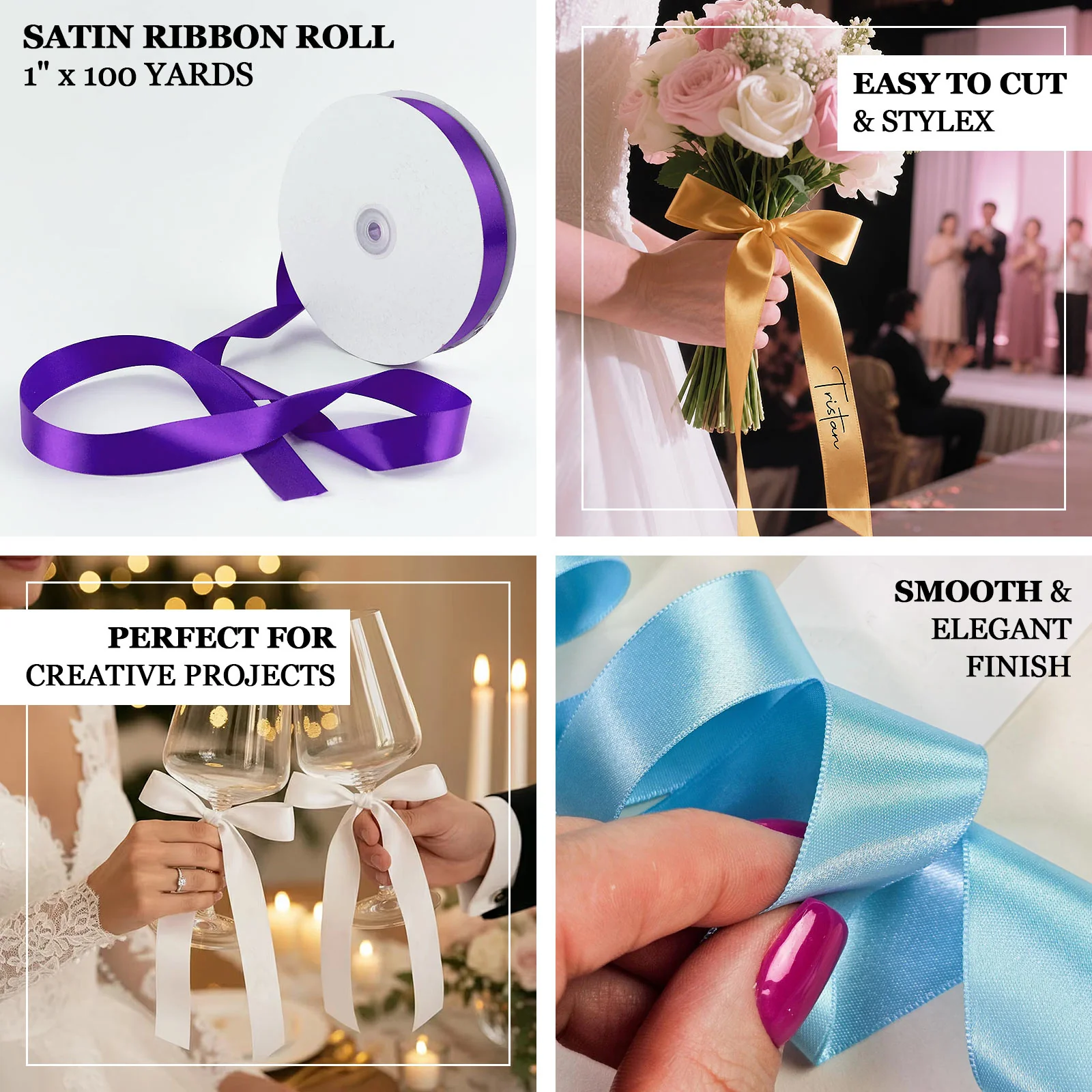 Satin Ribbon Roll 1" x 100 Yards Burgundy – Single Face Decorative Craft Ribbon - Image 4