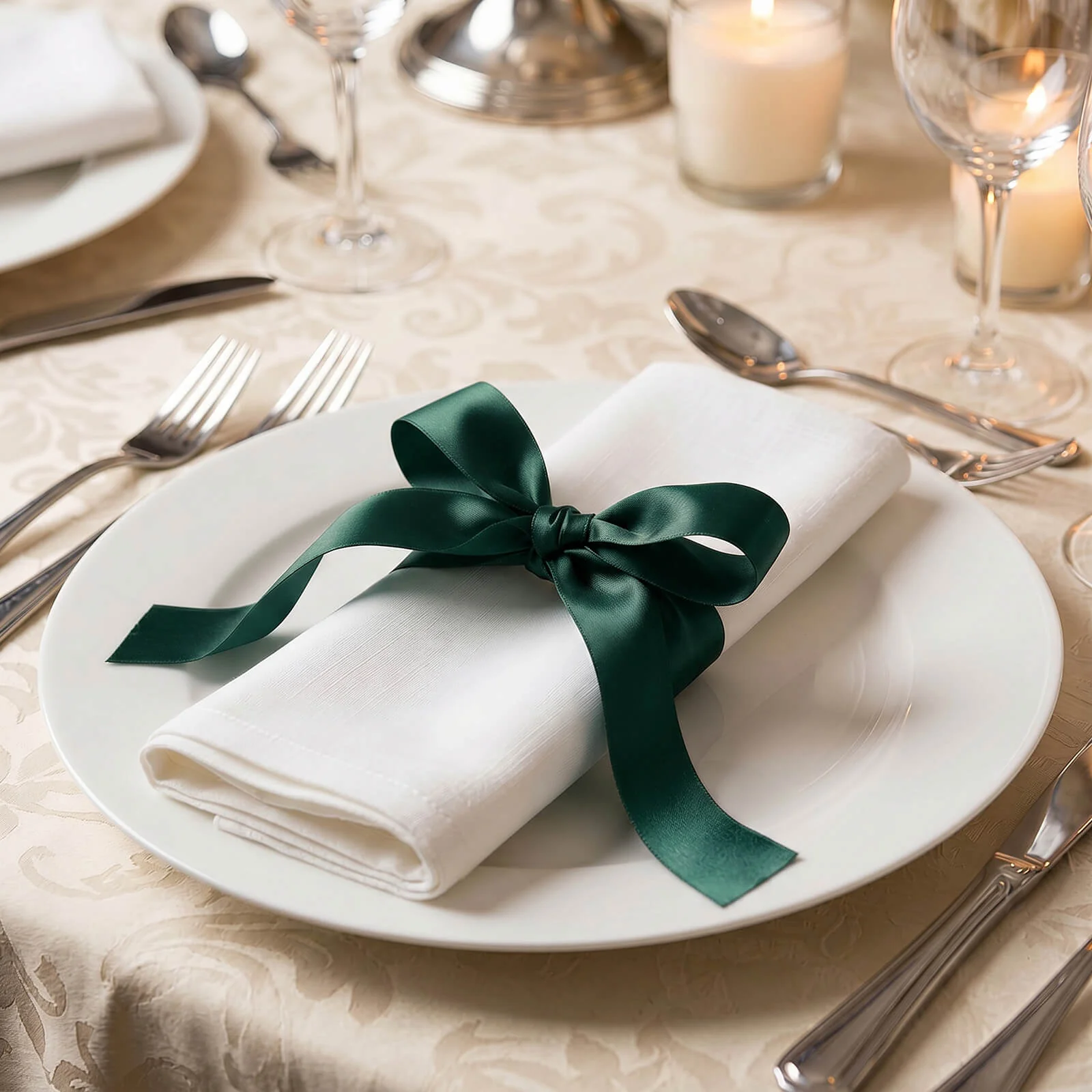 Satin Ribbon Roll 1" x 100 Yards Hunter Emerald Green – Single Face Decorative Craft Ribbon