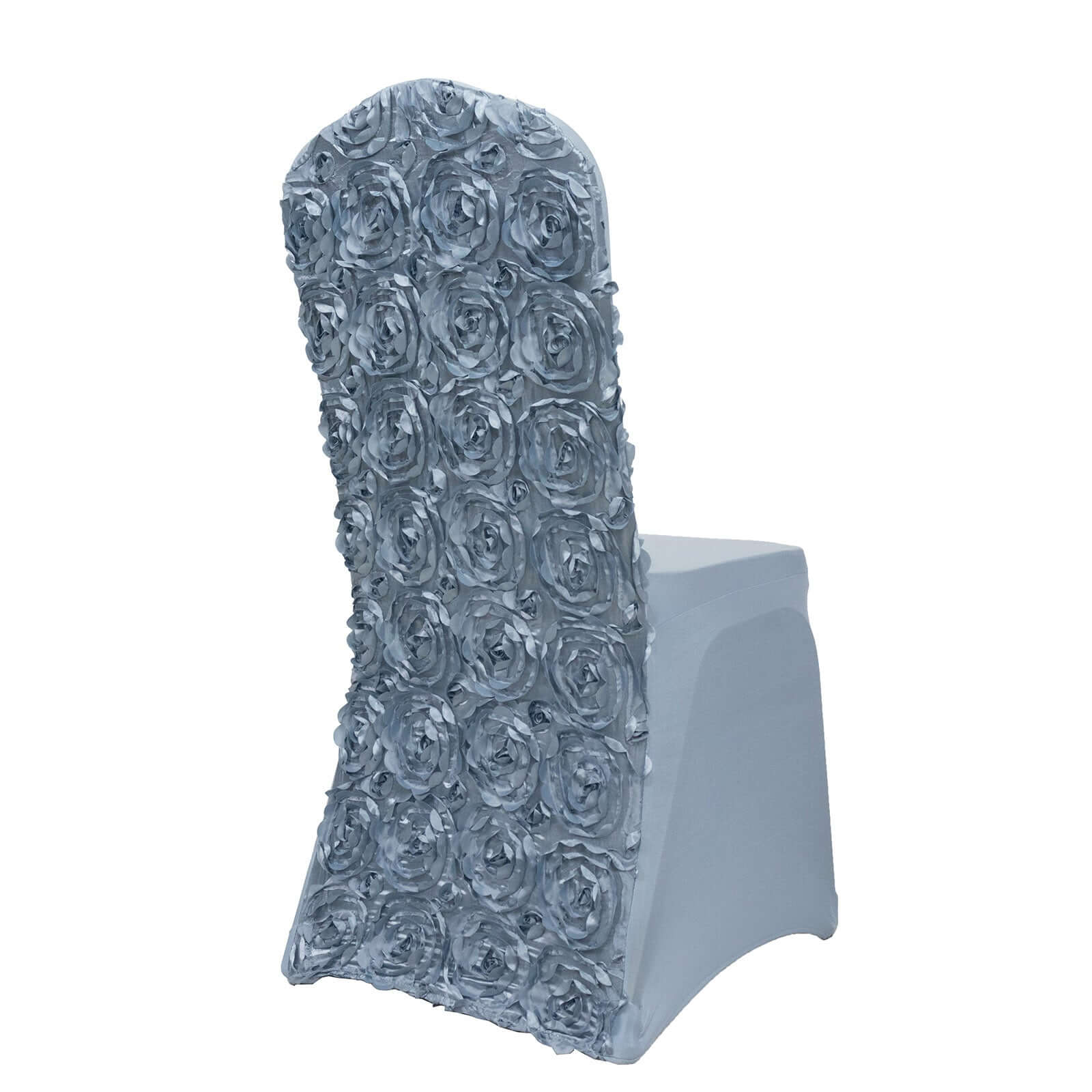 Satin Rosette Spandex Stretch Banquet Chair Cover Dusty Blue - Fitted Slip-On Slipcover - Image 6