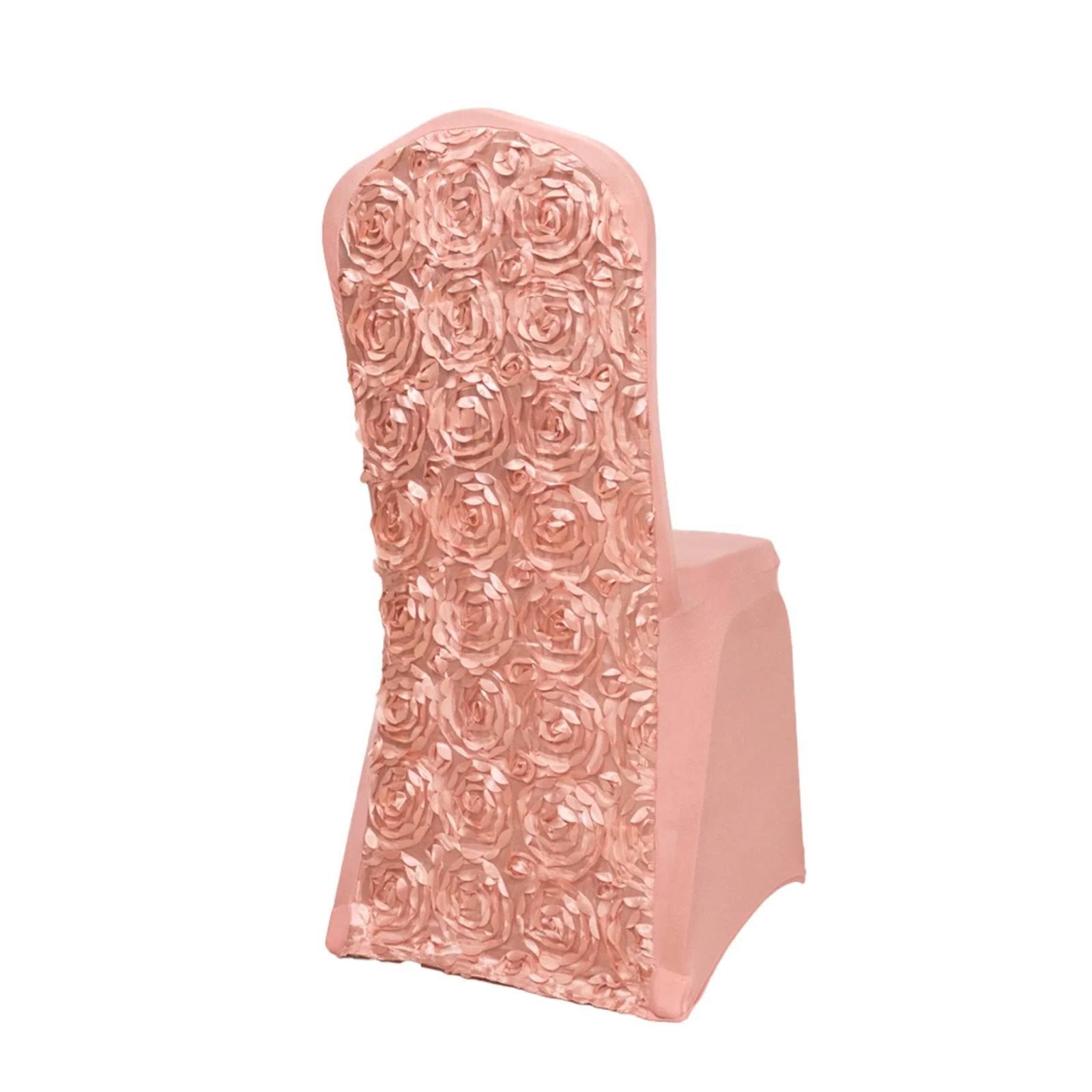 Satin Rosette Spandex Stretch Banquet Chair Cover Dusty Rose - Fitted Slip-On Slipcover - Image 6