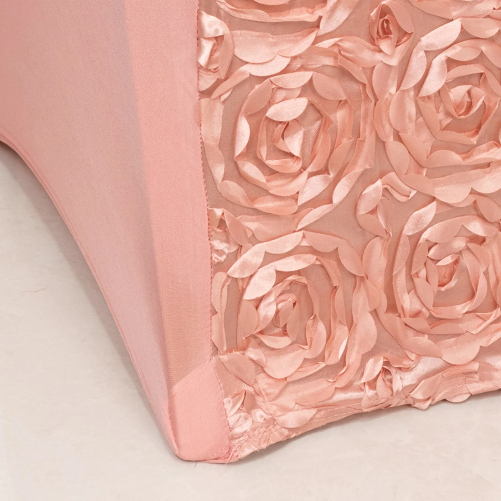 Satin Rosette Spandex Stretch Banquet Chair Cover Dusty Rose - Fitted Slip-On Slipcover - Image 9