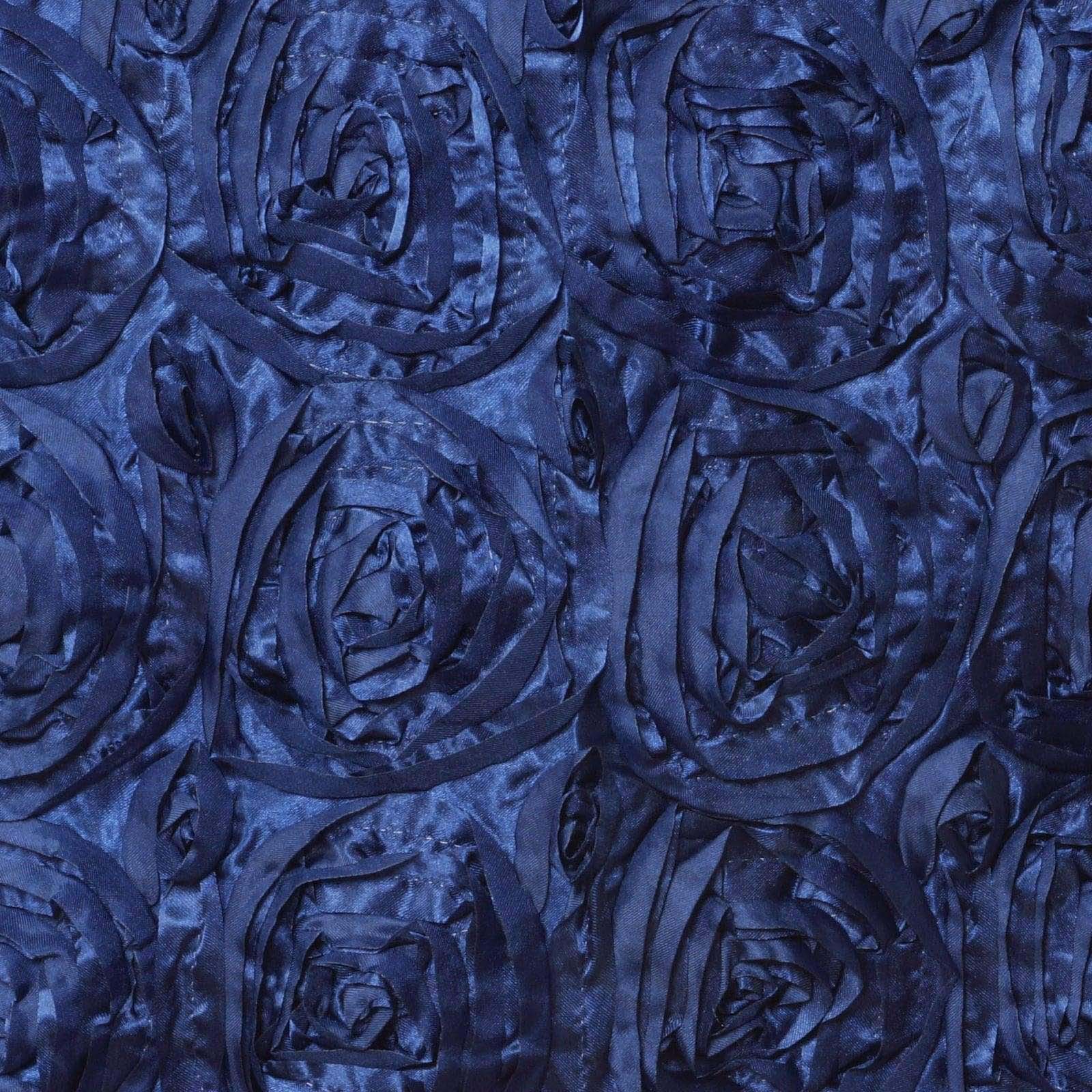 Satin Rosette Spandex Stretch Banquet Chair Cover Navy Blue - Fitted Slip-On Slipcover - Image 8