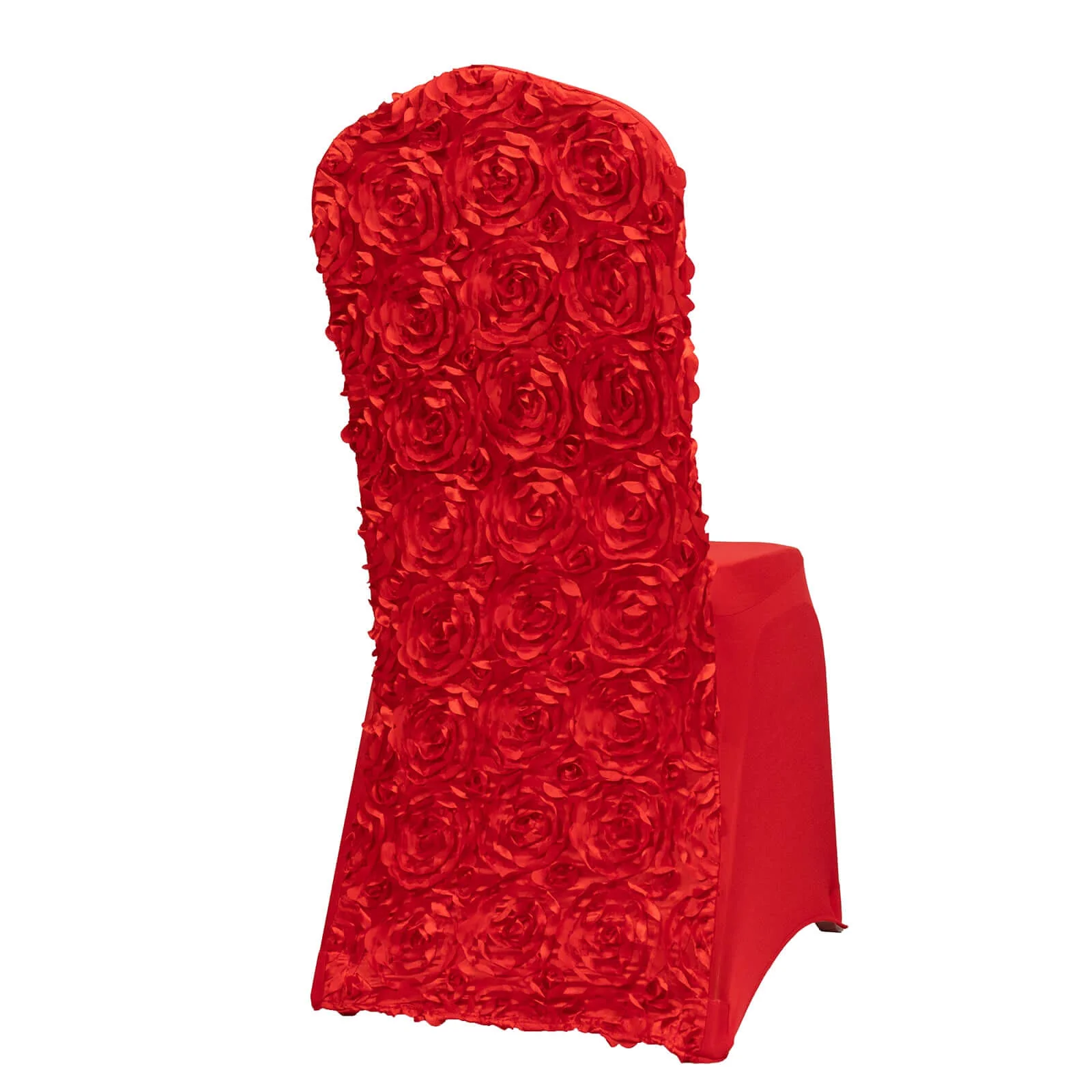 Satin Rosette Spandex Stretch Banquet Chair Cover Red - Fitted Slip-On Slipcover - Image 7