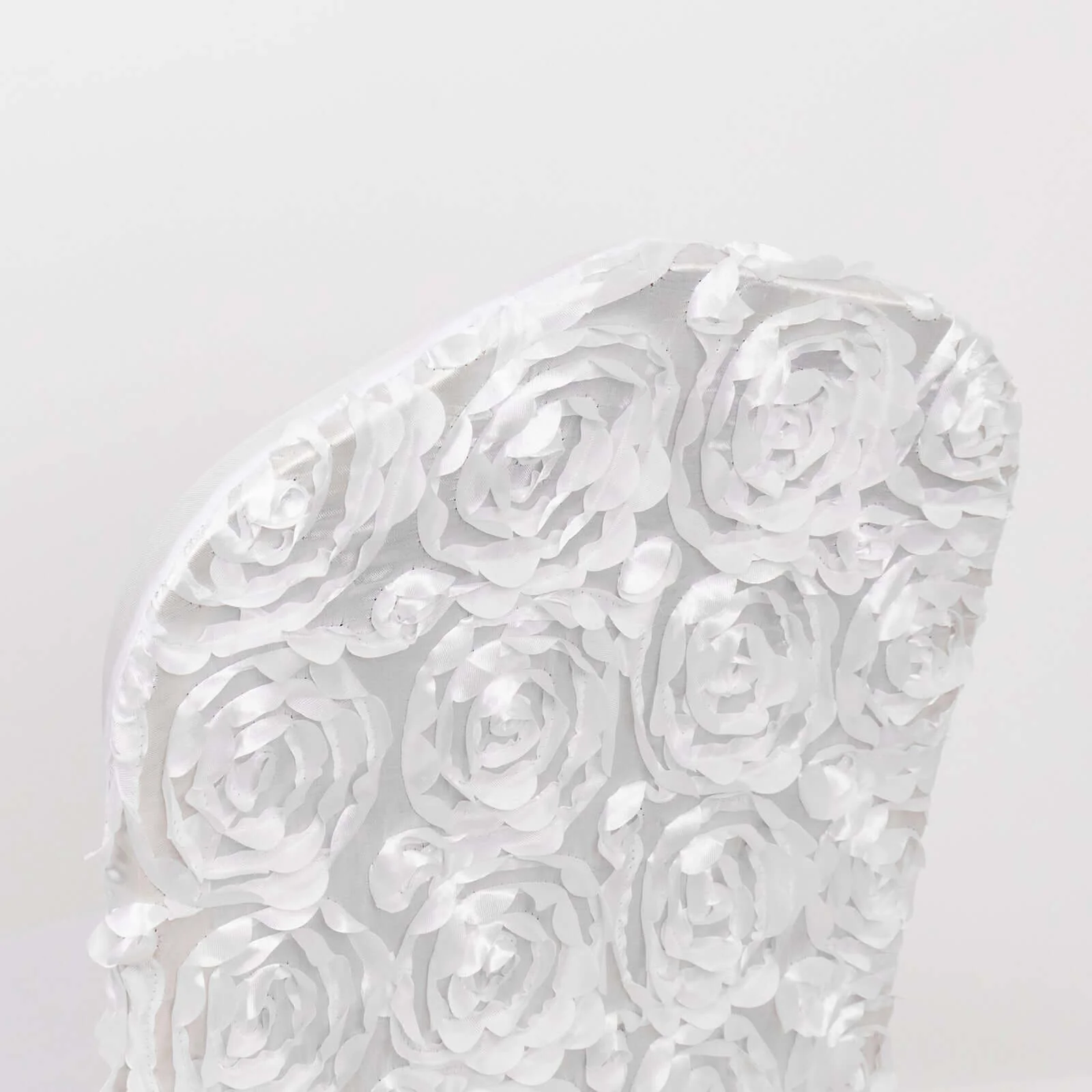 Satin Rosette Spandex Stretch Banquet Chair Cover White - Fitted Slip-On Slipcover for Weddings & Events - Image 2