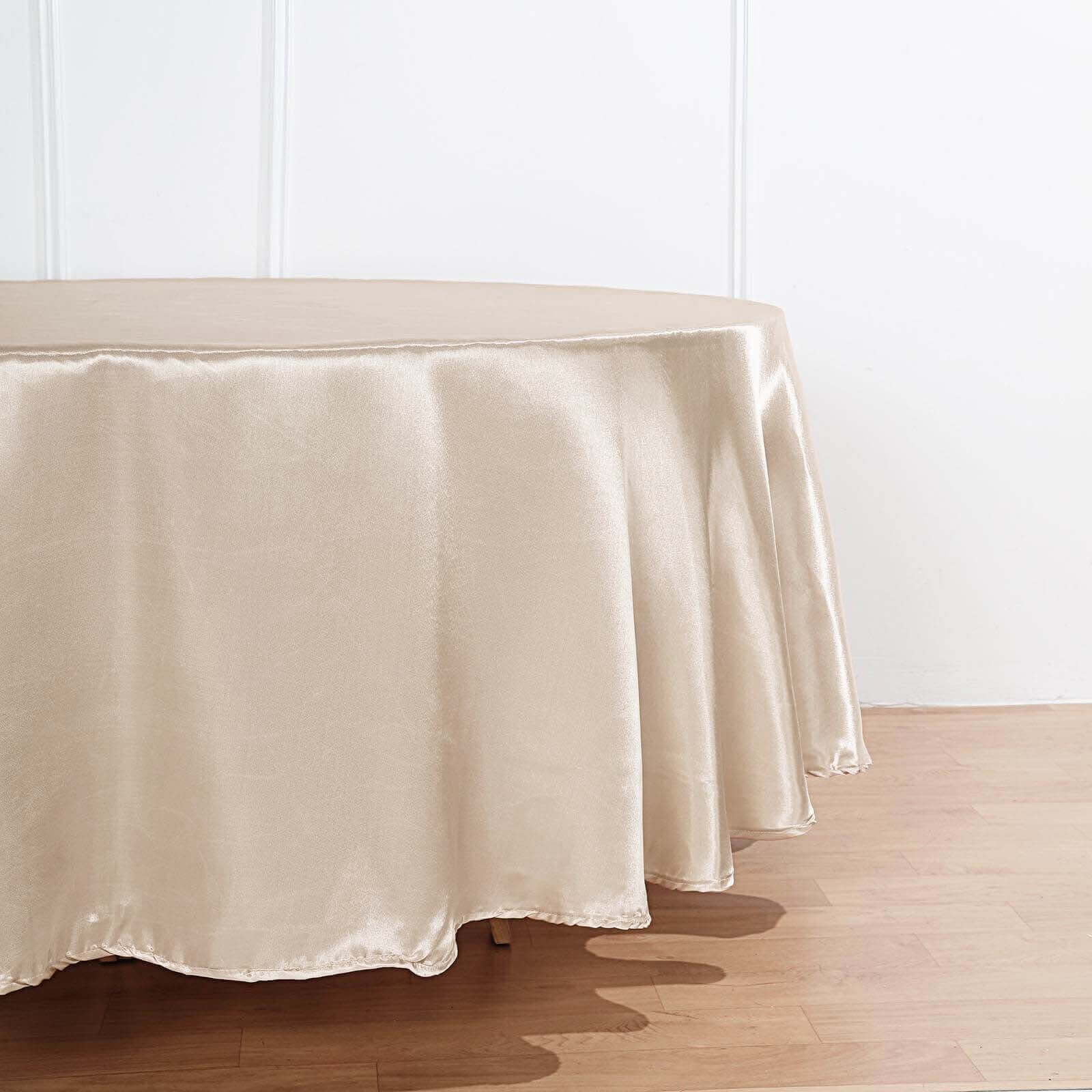 Satin Round Tablecloth 108" Beige - Smooth & Durable Table Cover - Image 6