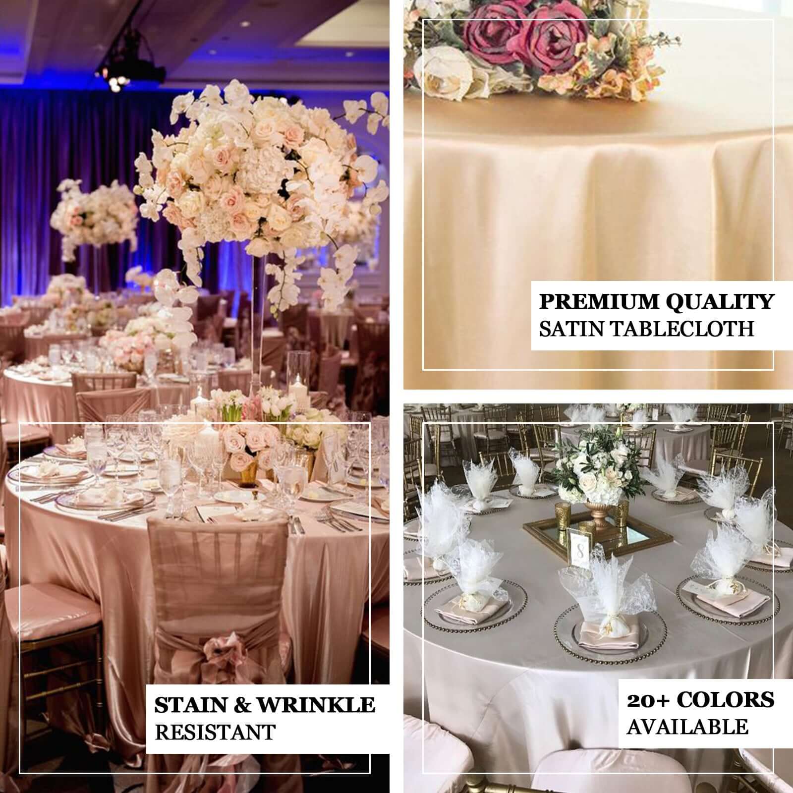 Satin Round Tablecloth 108" Black - Smooth & Durable Table Cover for Polished Event Decor - Image 4
