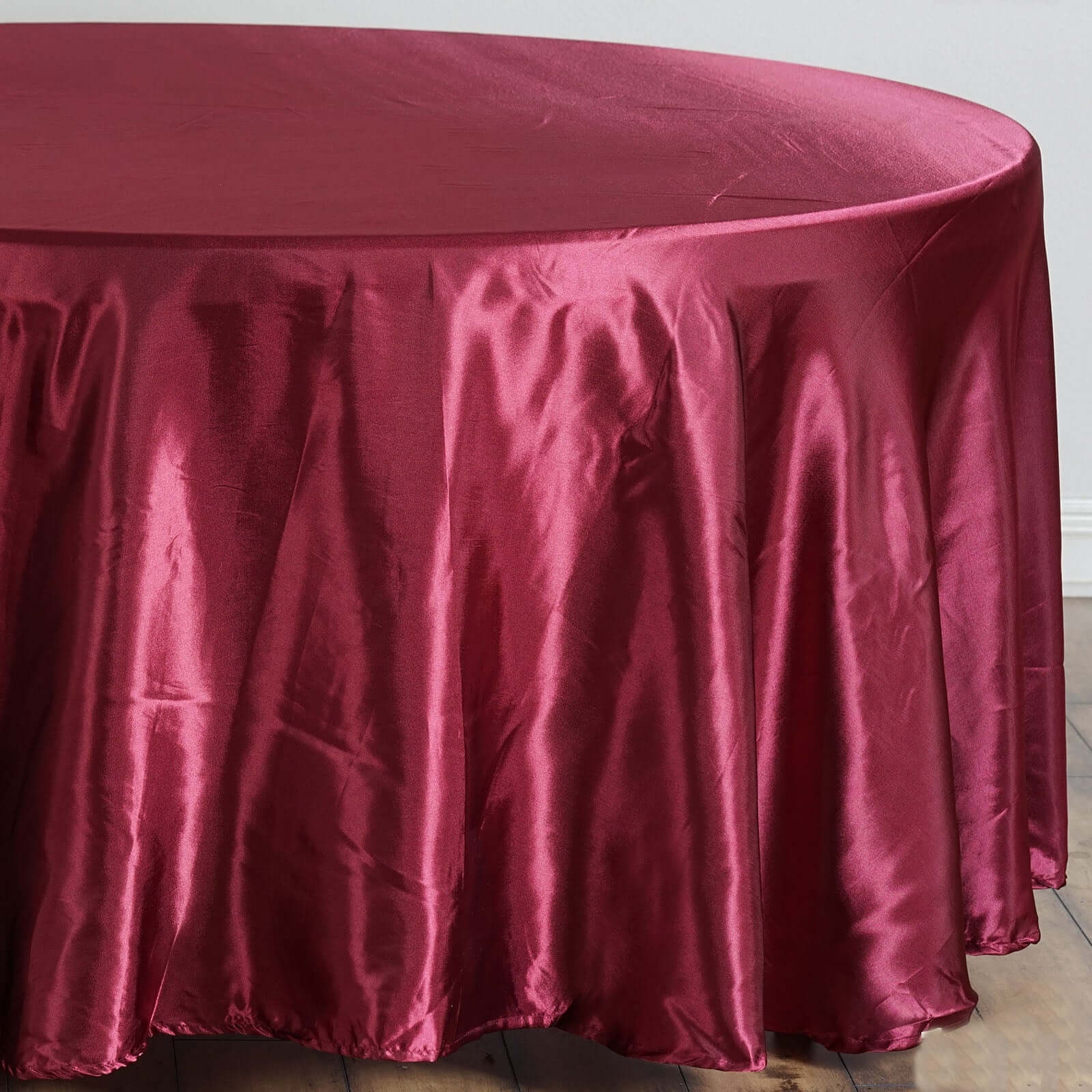 Satin Round Tablecloth 108" Burgundy - Smooth & Durable Table Cover - Image 2
